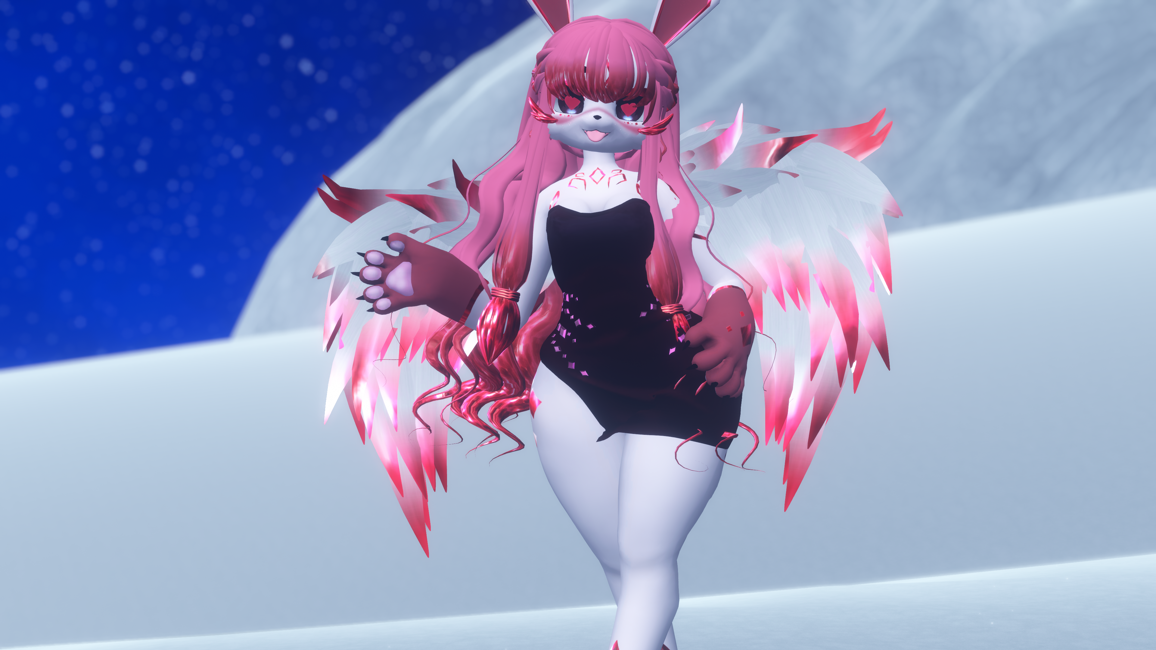 (Facetracking) Glacia the Icy Canine Deira VRChat Avatar (Quest Compatible)