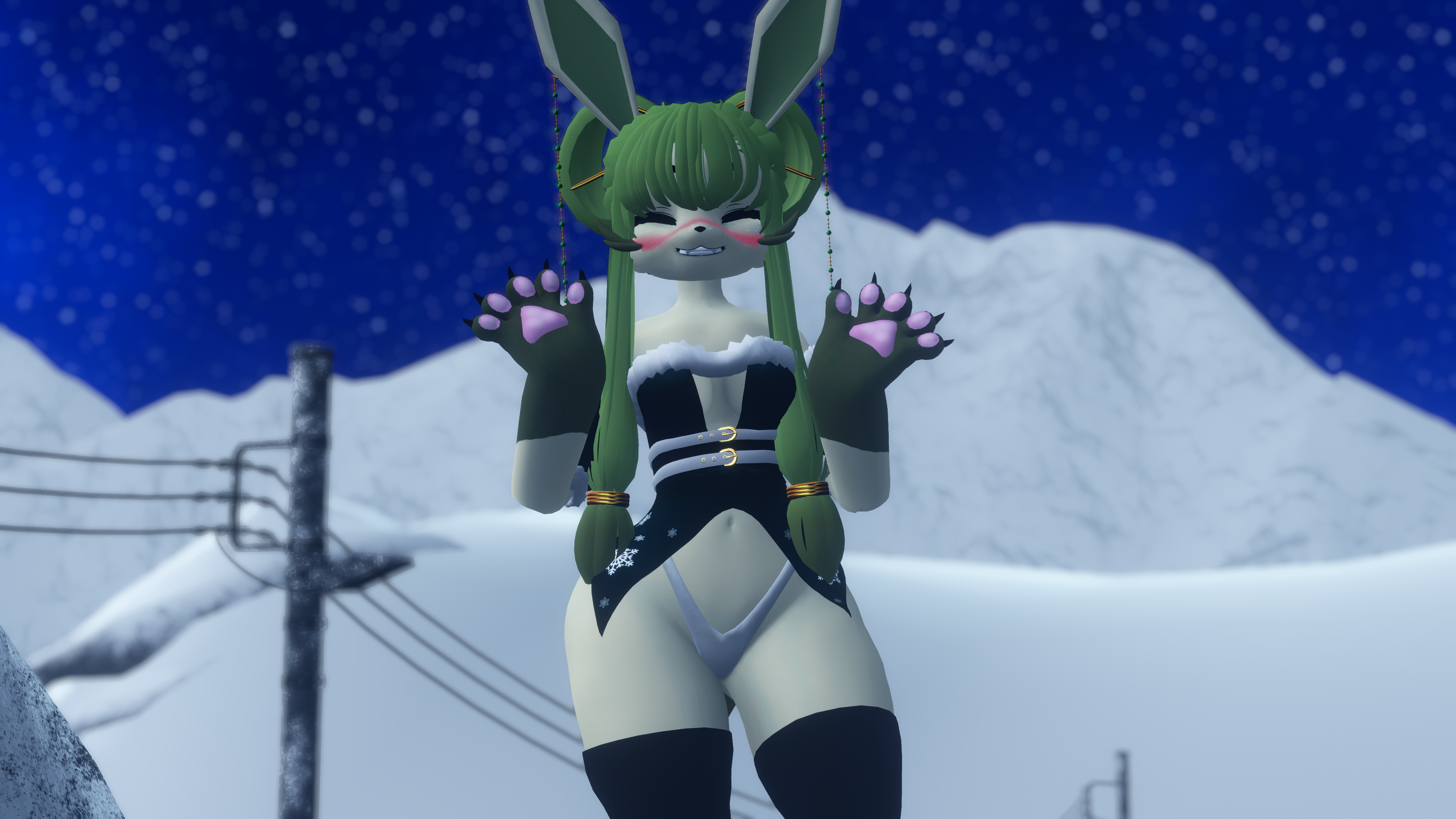 (Facetracking) Glacia the Icy Canine Deira VRChat Avatar (Quest Compatible)