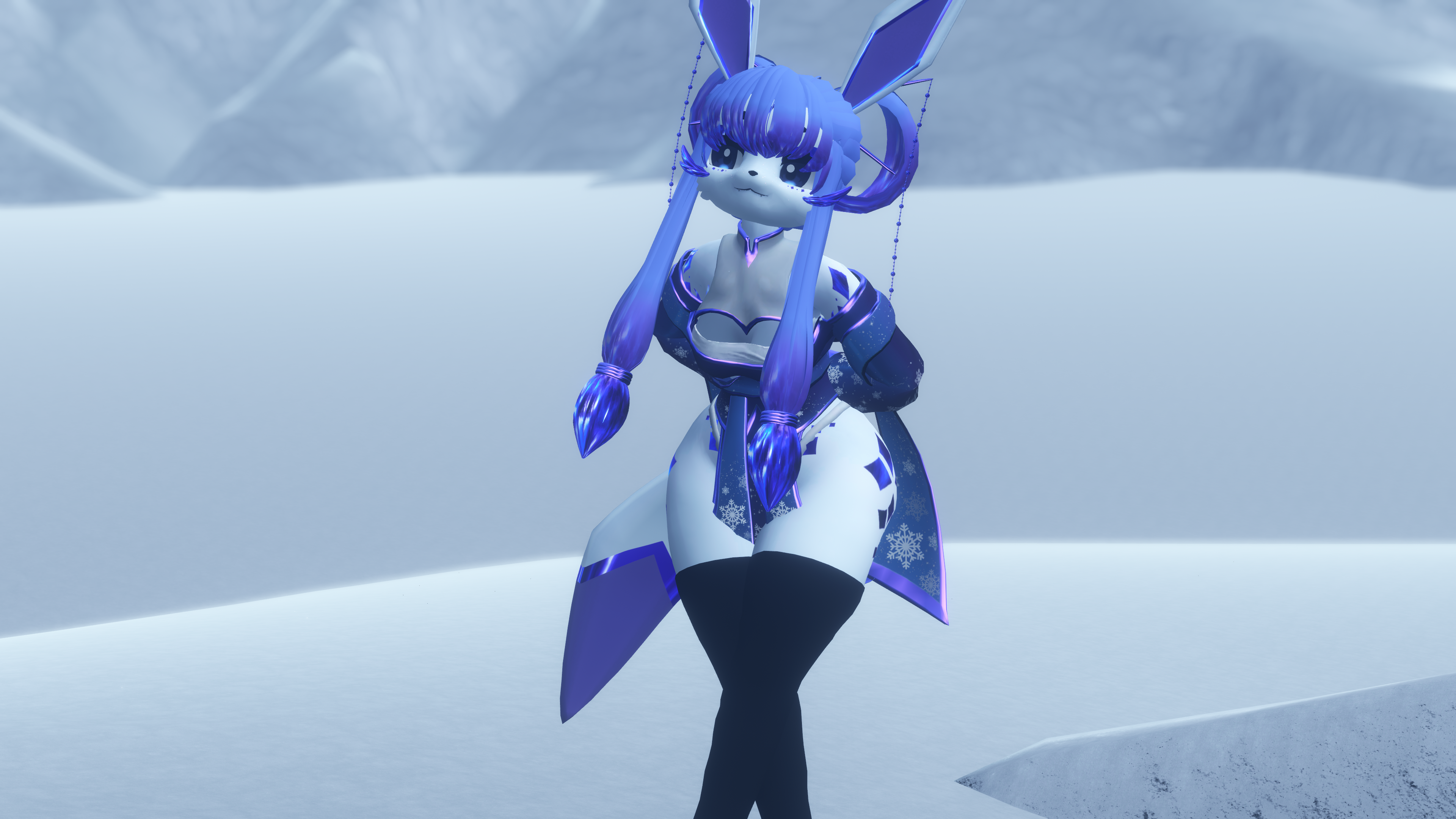 (Facetracking) Glacia the Icy Canine Deira VRChat Avatar (Quest Compatible)