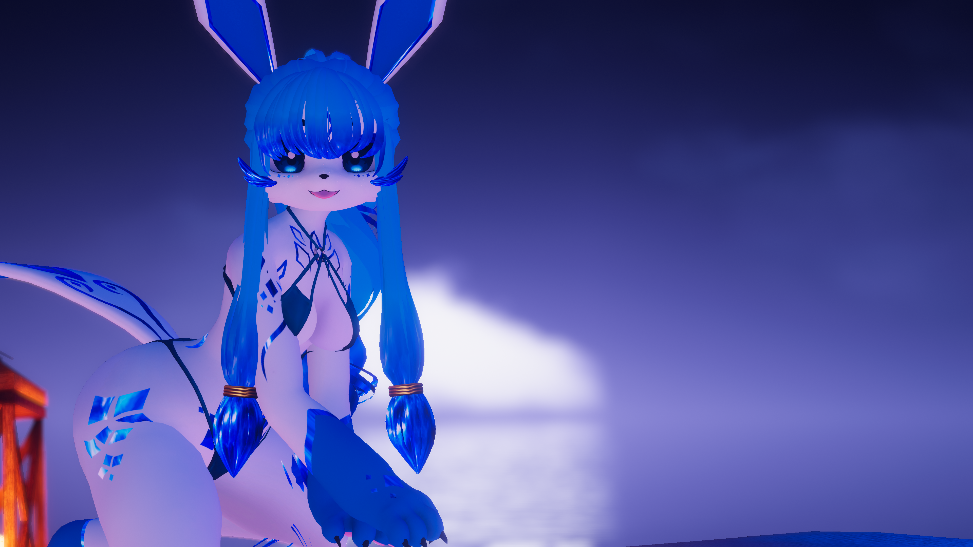 (Facetracking) Glacia the Icy Canine Deira VRChat Avatar (Quest Compatible)
