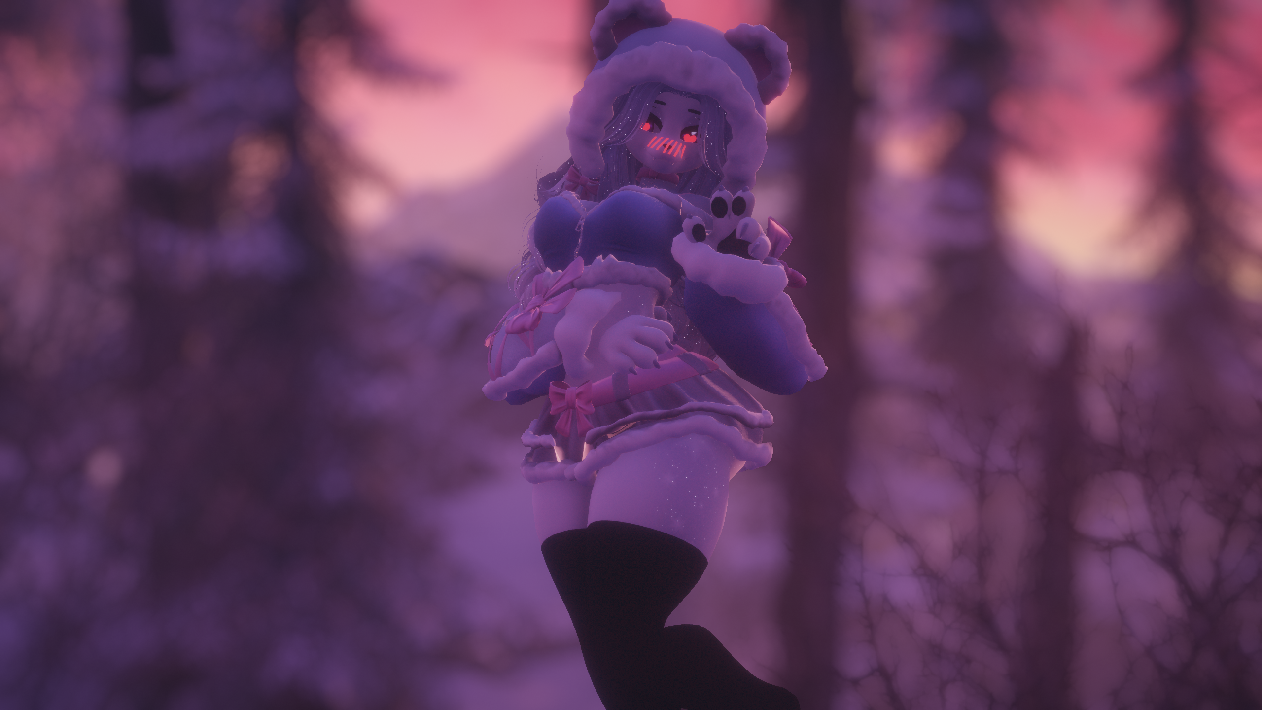 Snow Berry Winter Bear VRChat Perci and Chibi Carbuncle Avatars