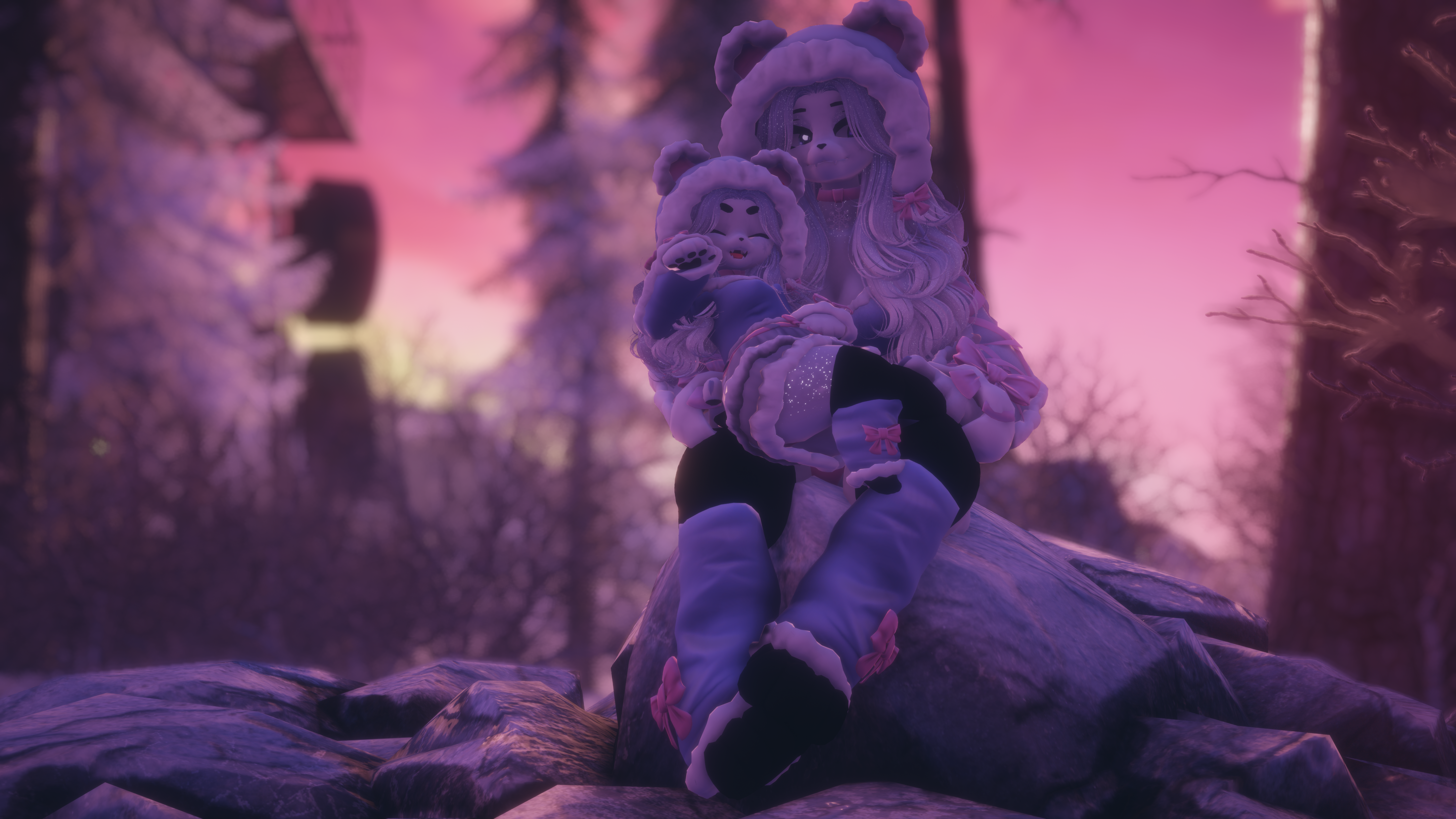 Snow Berry Winter Bear VRChat Perci and Chibi Carbuncle Avatars