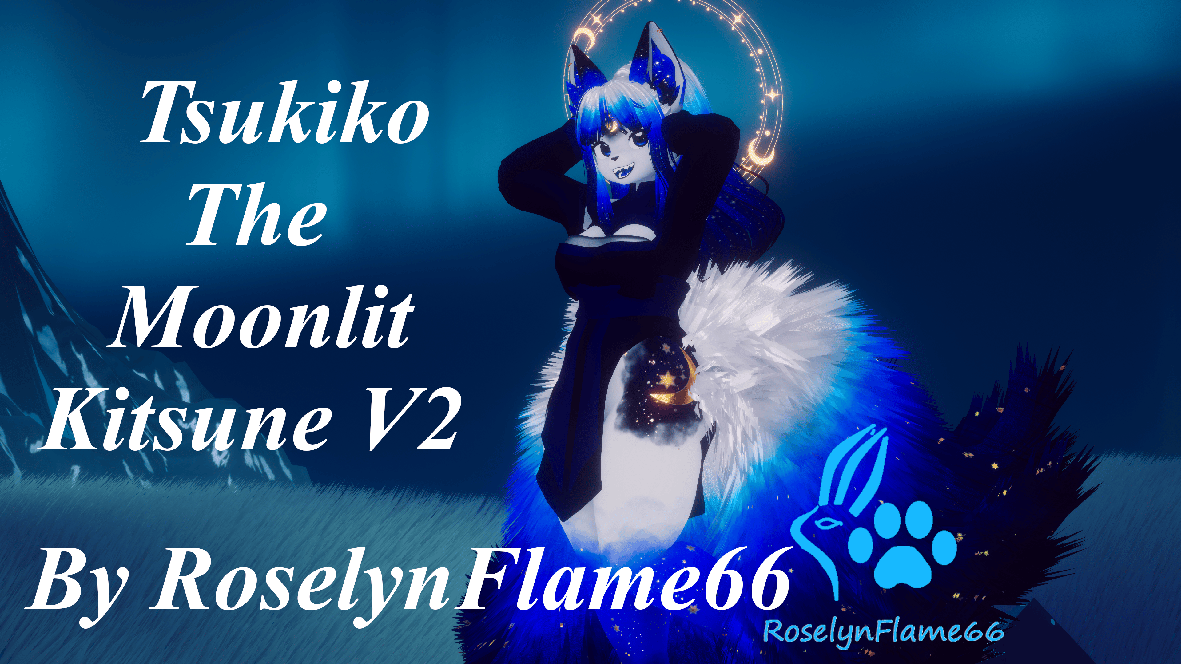 (FACETRACKING) Tsukiko the Moonlit Kitsune V2 VRChat Avatar
