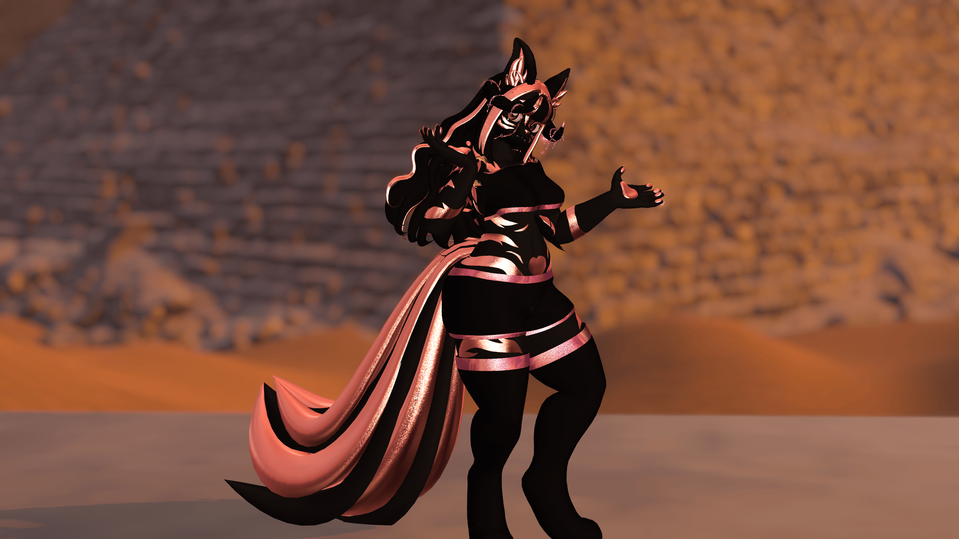 18+ (Facetracking) Aki the Golden Wolf VRChat Biscotti Avatar