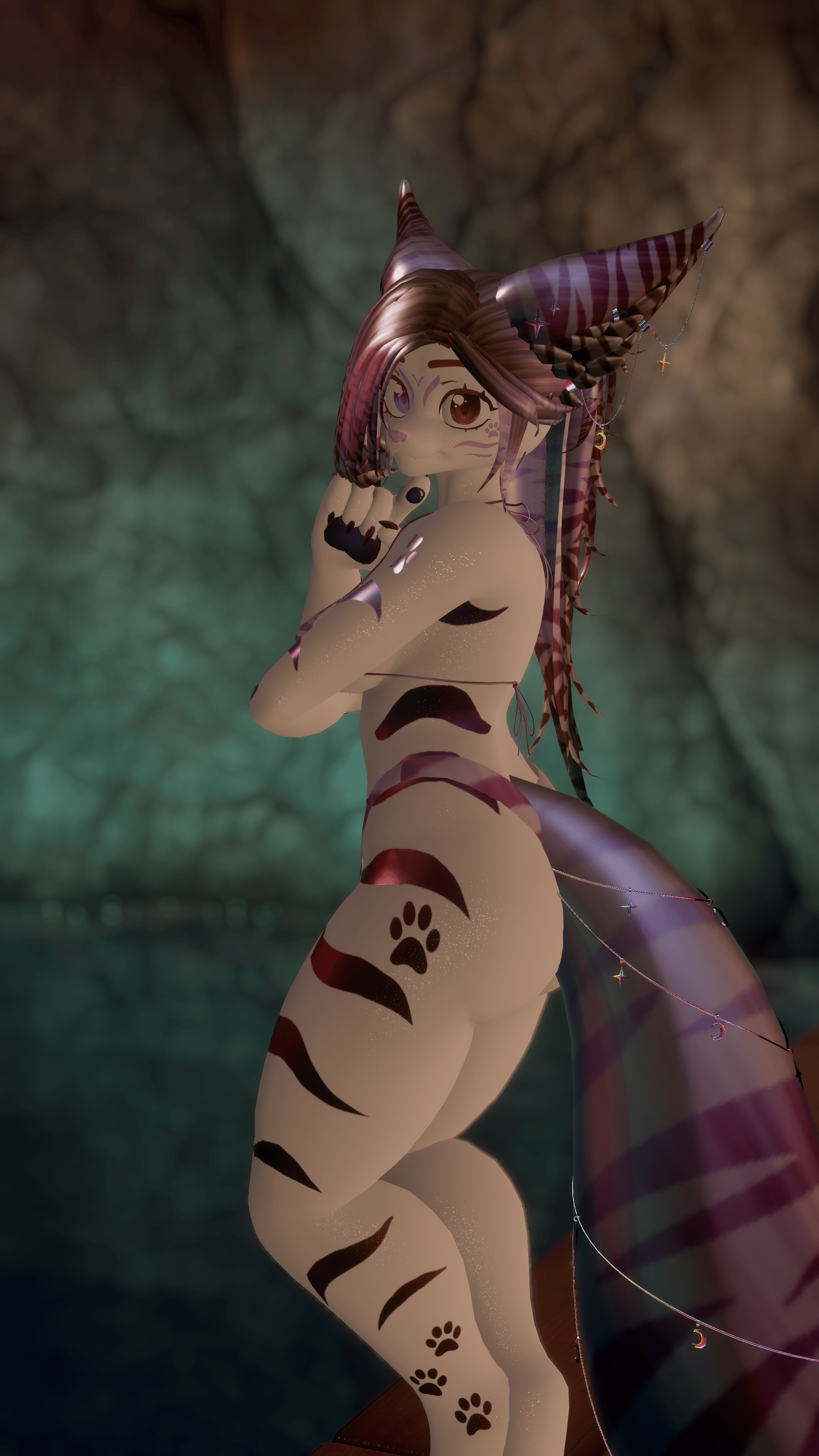 18+ (Facetracking) Kirita the Striped Fox VRChat Vulpup Avatar