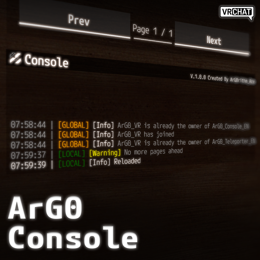 VRChat - ArG0_Console [Console / Log]
