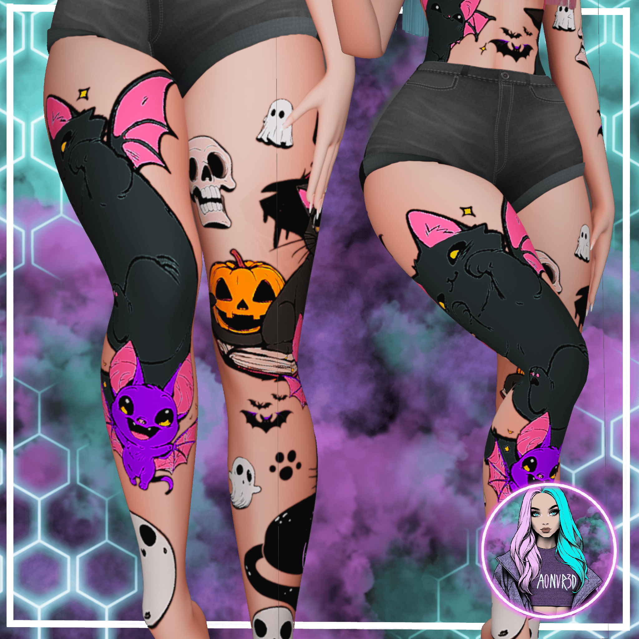 CUTE SPOOKY TATTOOS V4 | 2K | ZIN FIT | SLIM FIT | ANIME | EGIRL