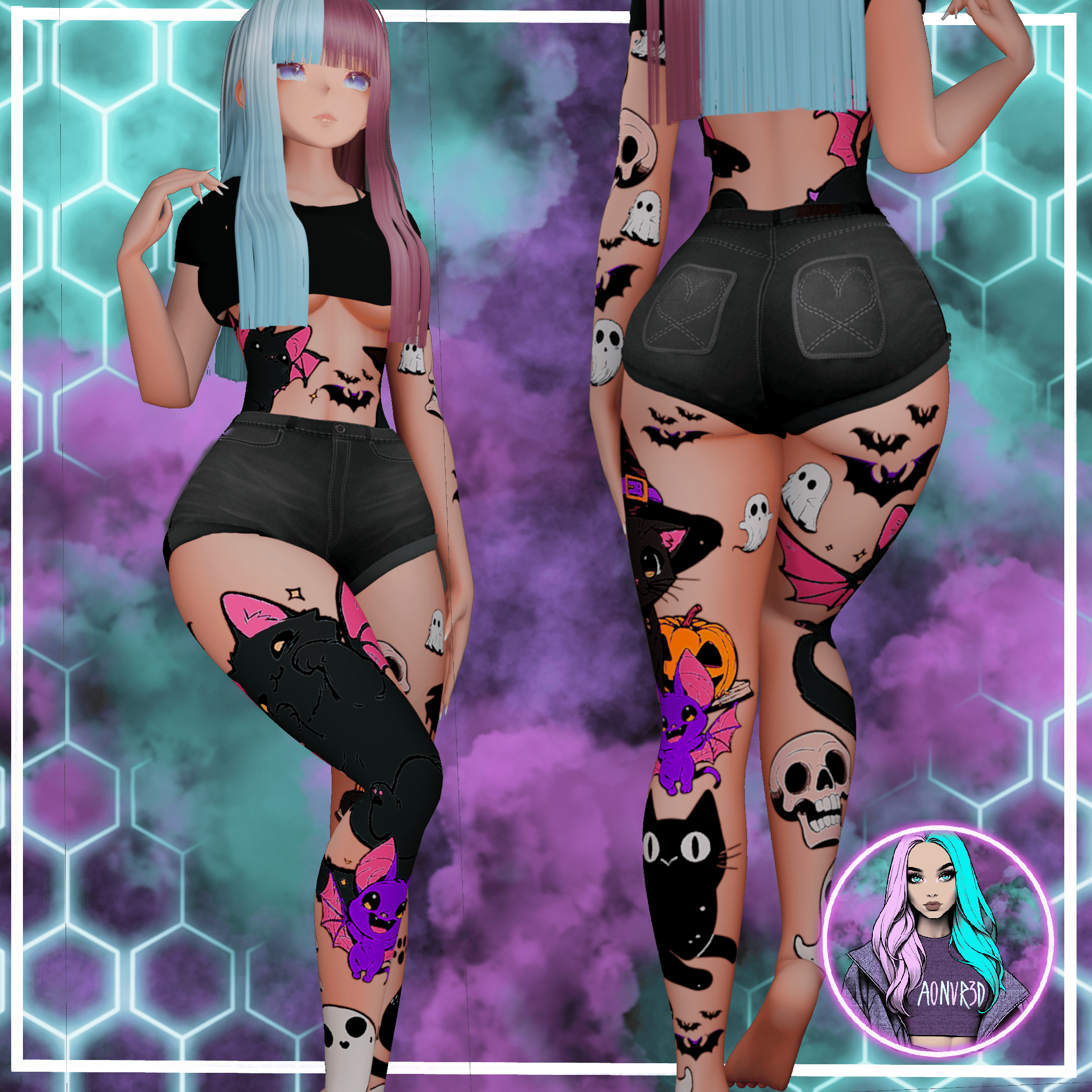 CUTE SPOOKY TATTOOS V4 | 2K | ZIN FIT | SLIM FIT | ANIME | EGIRL
