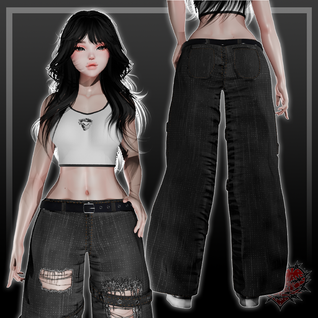 Ripped Strappy Jeans and Tank Top