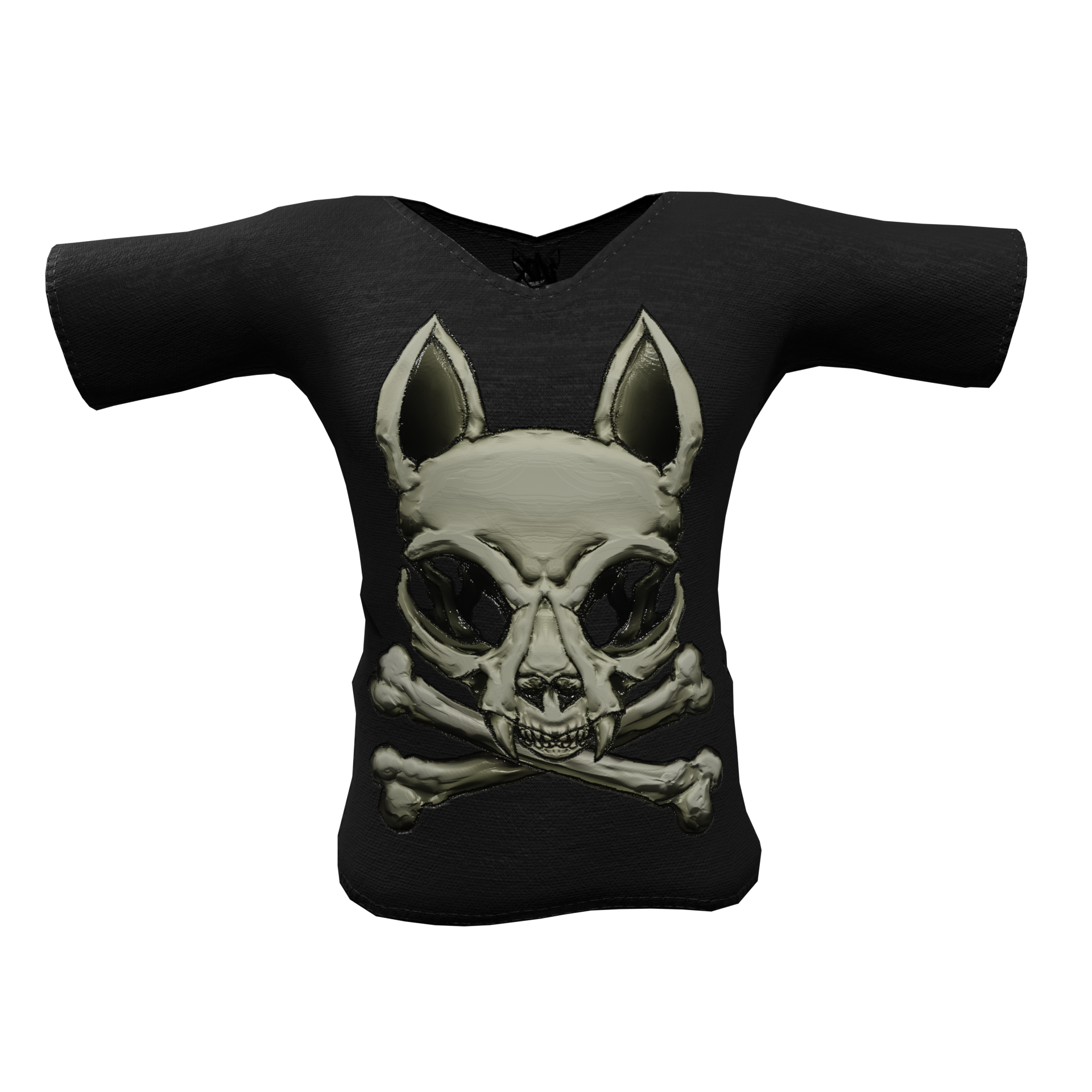 Kitty Cat Skull CrossBones Jolly Roger Shirt for Males