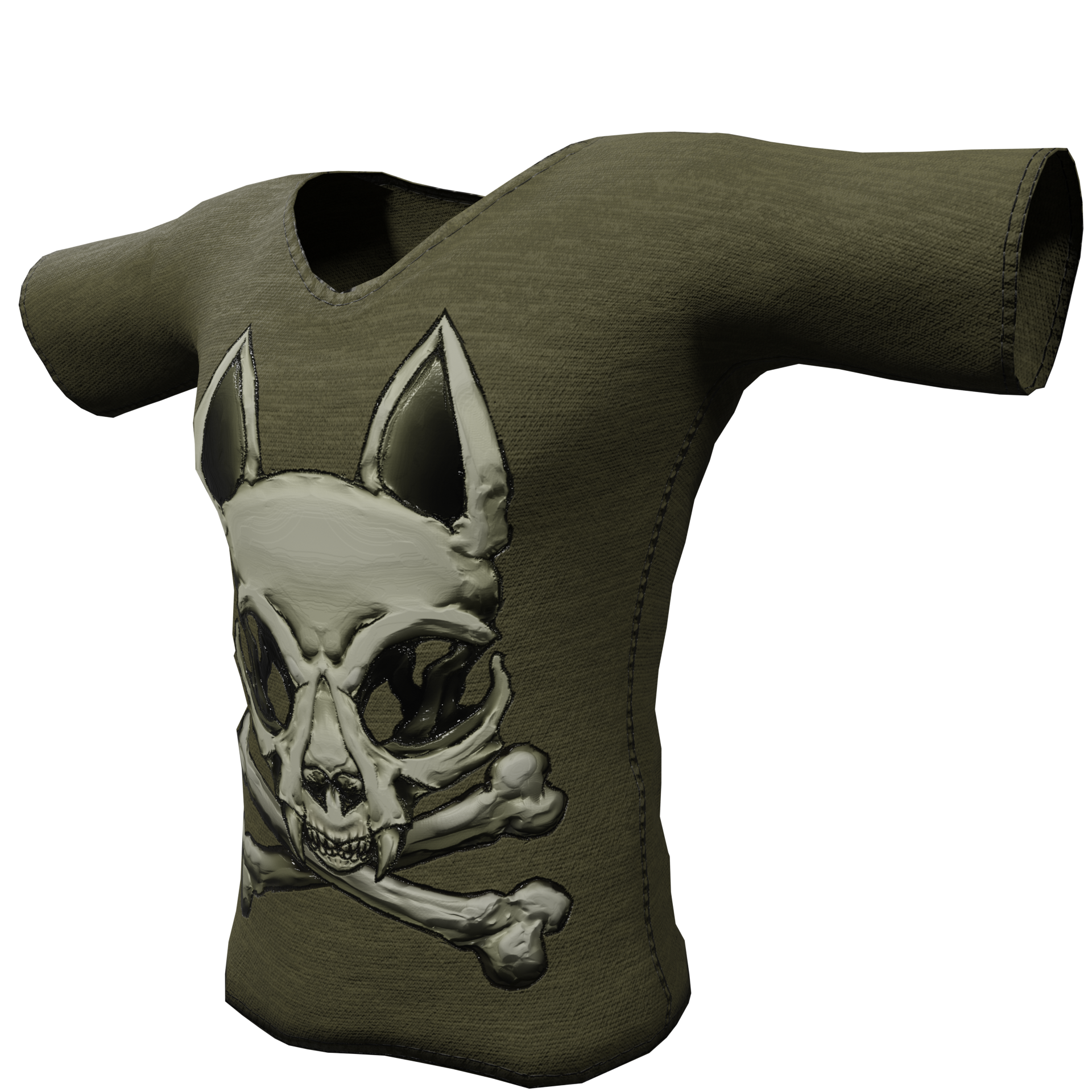 Kitty Cat Skull CrossBones Jolly Roger Shirt for Males