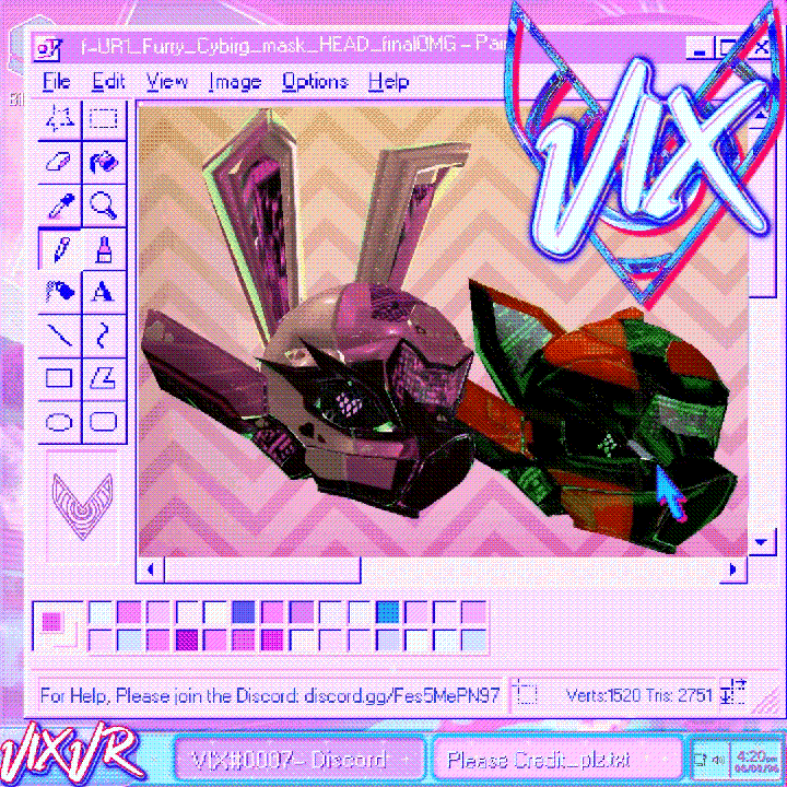 f-UR1 - The CUSTOMIZIABLE AUDIOLINK LOW POLY CYBORG FURRY HEAD - by VIX