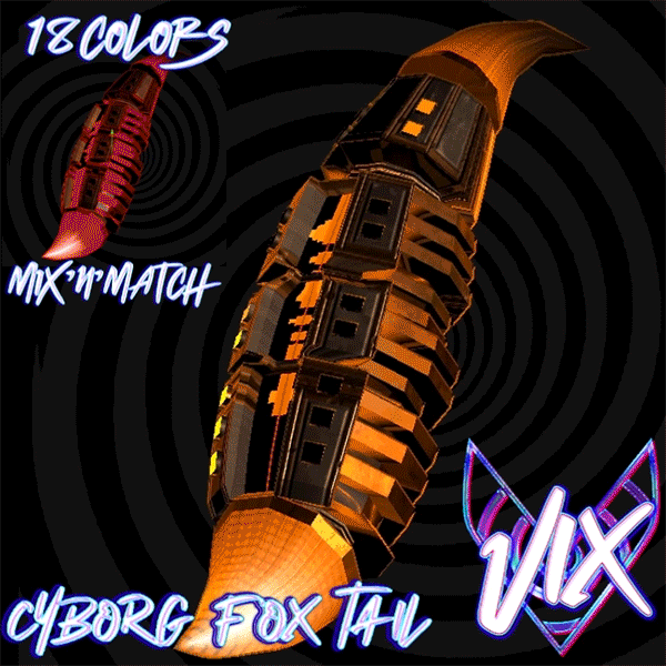 CYBORG AUDIOLINK FOX TAIL - VRChat Furry Asset - CYBER ROBOT ANDROID 