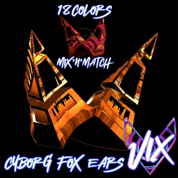 CYBORG AUDIOLINK FOX EARS - VRChat Furry Asset - CYBER ROBOT ANDROID