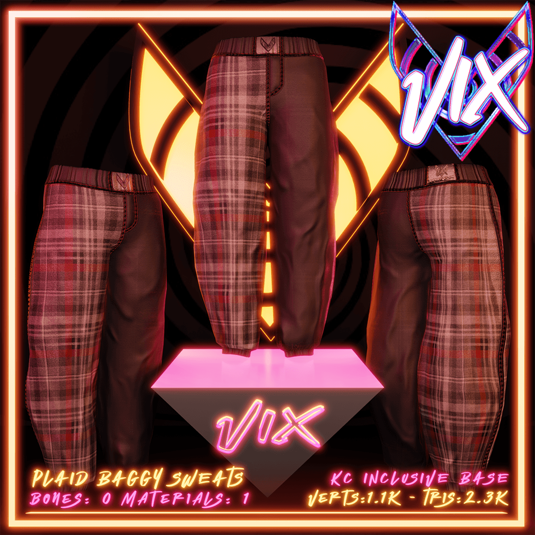 MALE BAGGY PLAID PAJAMA PANTS - KC INCLUSIVE BASE SWEATPANTS - LOW POLY asf