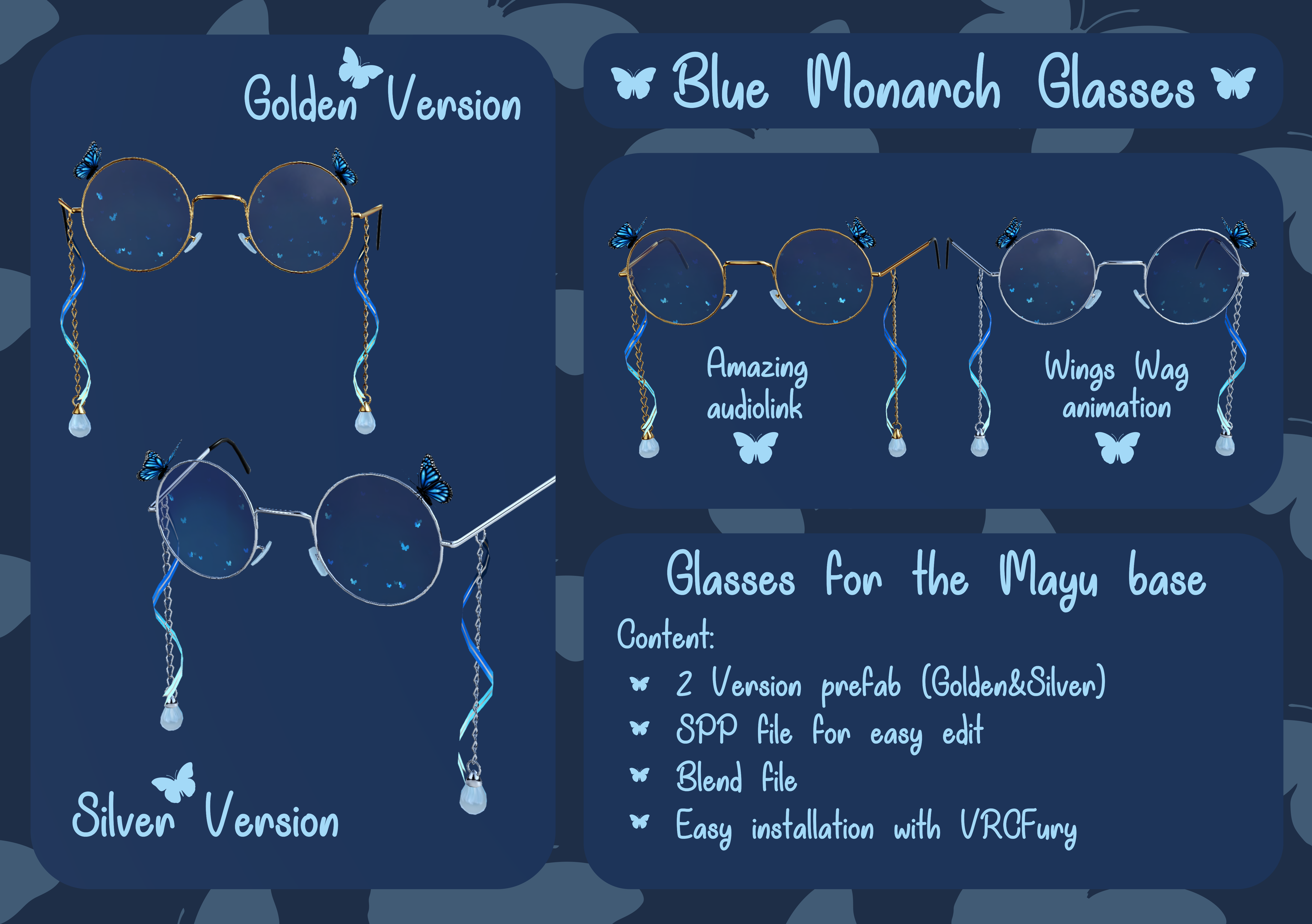 Blue Monarch Glasses
