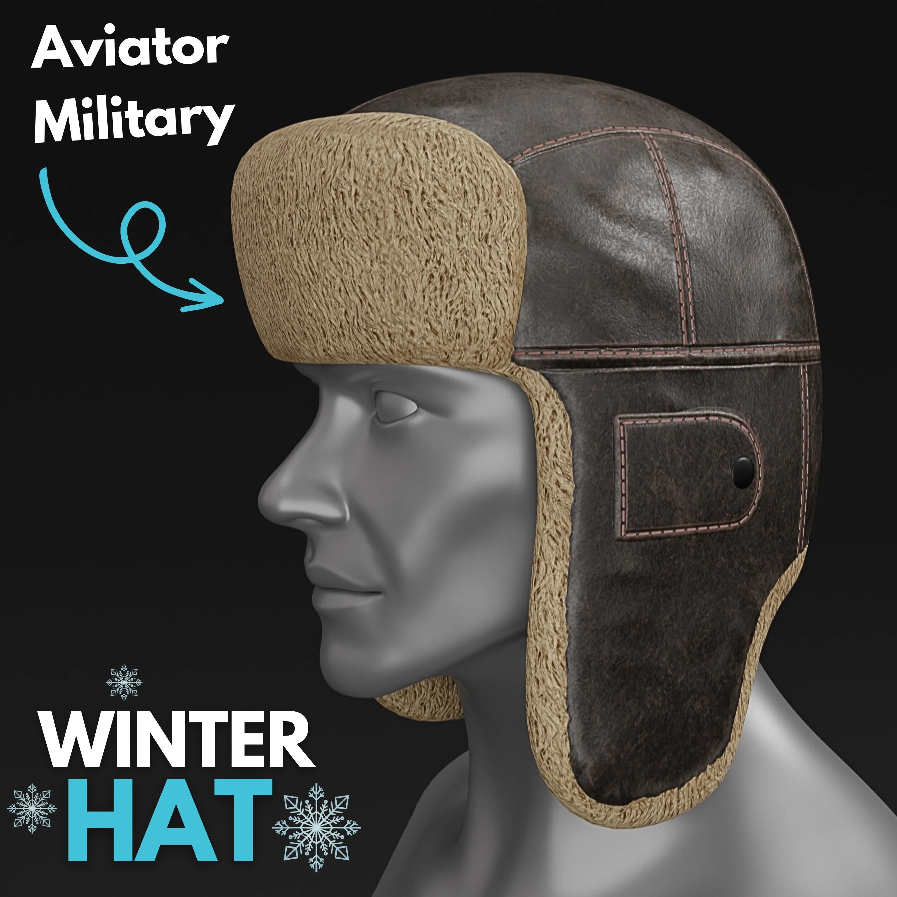 Winter Hat - Aviator - Military | WOLVES STUDIO