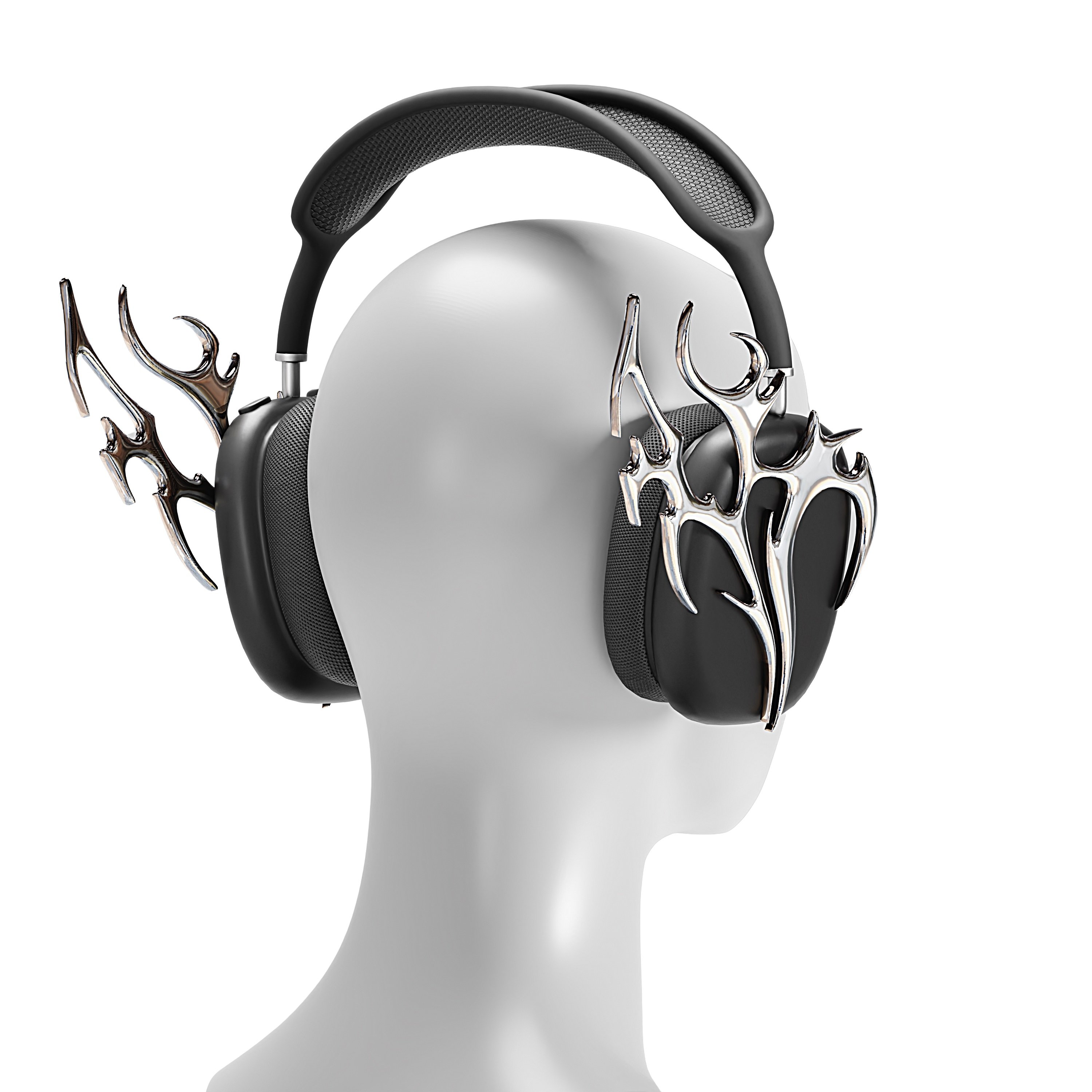 Headphone Chrome Heart Silver - Streetwear | WOLVES STUDIO