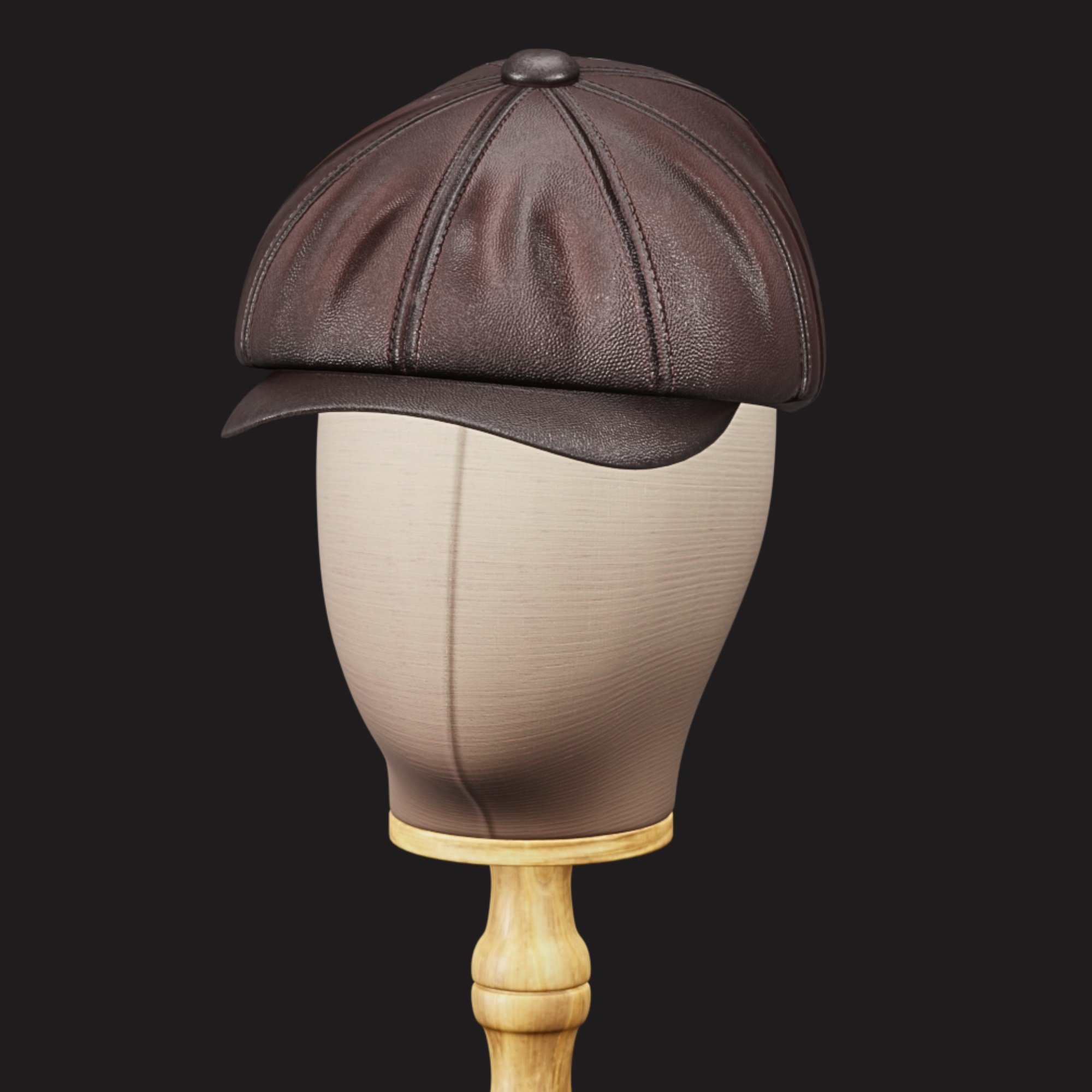 Vintage Golf Beret Hat Leather Brown | WOLVES STUDIO