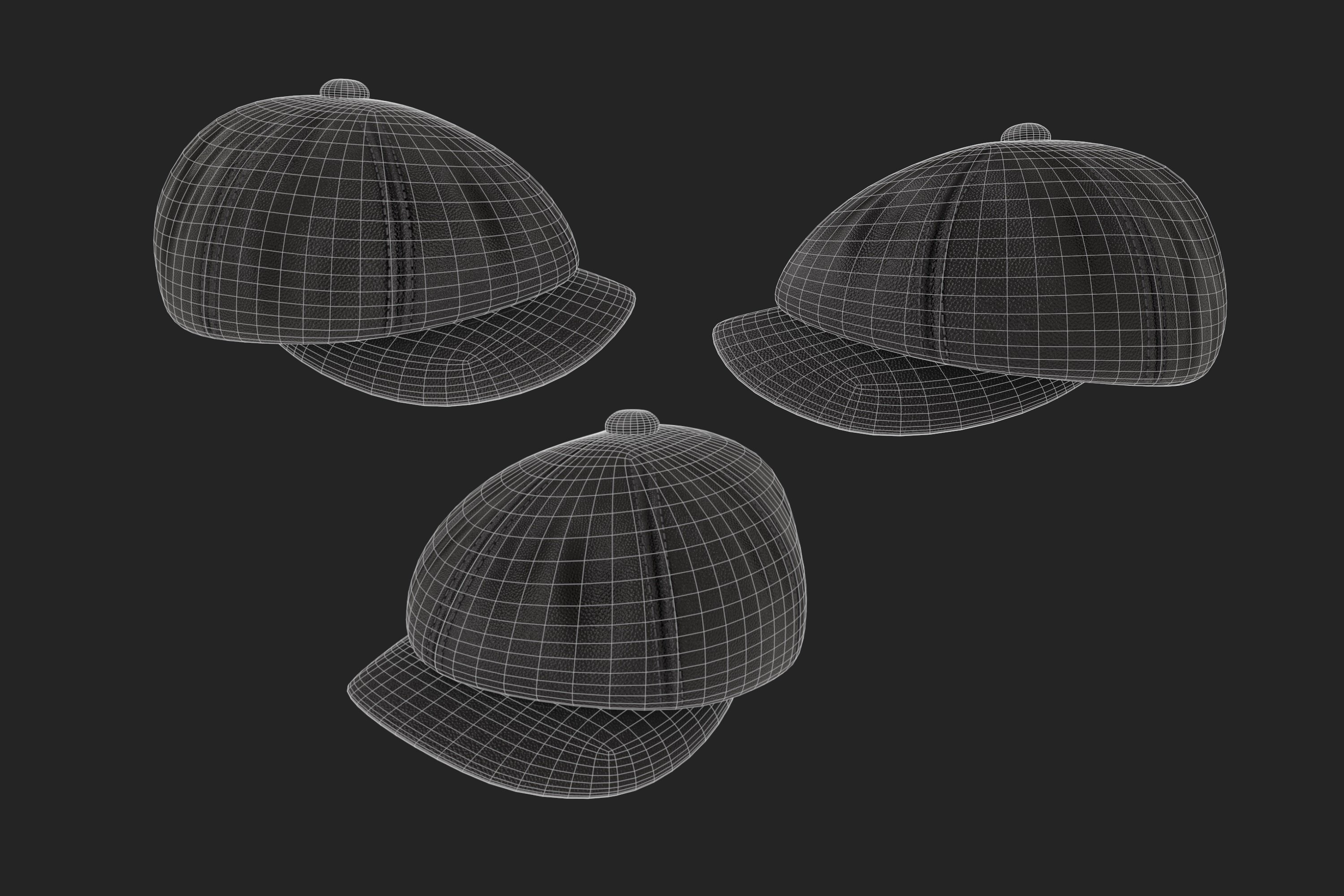 Vintage Golf Beret Hat Leather Black | WOLVES STUDIO