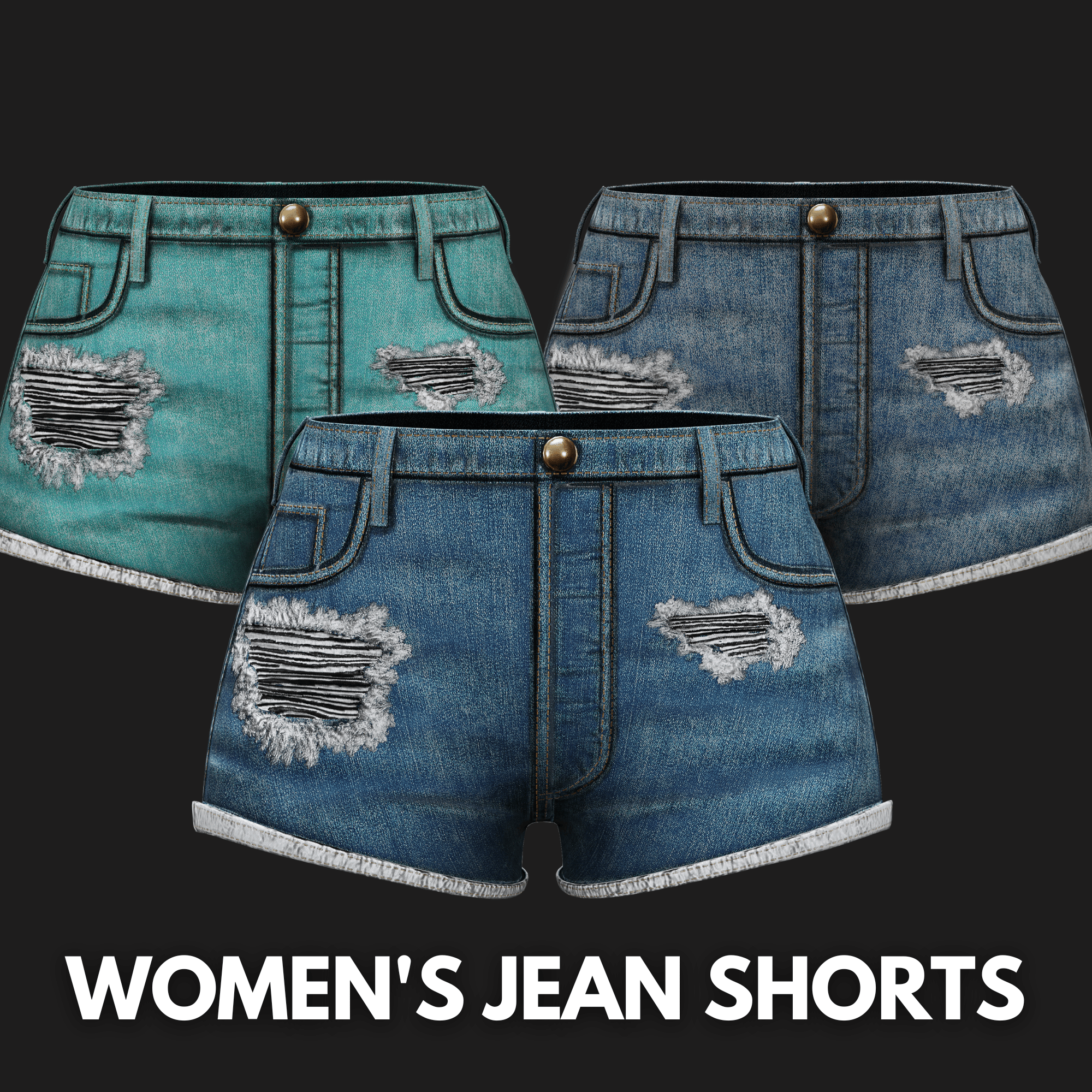 WOMEN'S JEAN SHORTS - 3 COLORS | WOLVES STUDIO