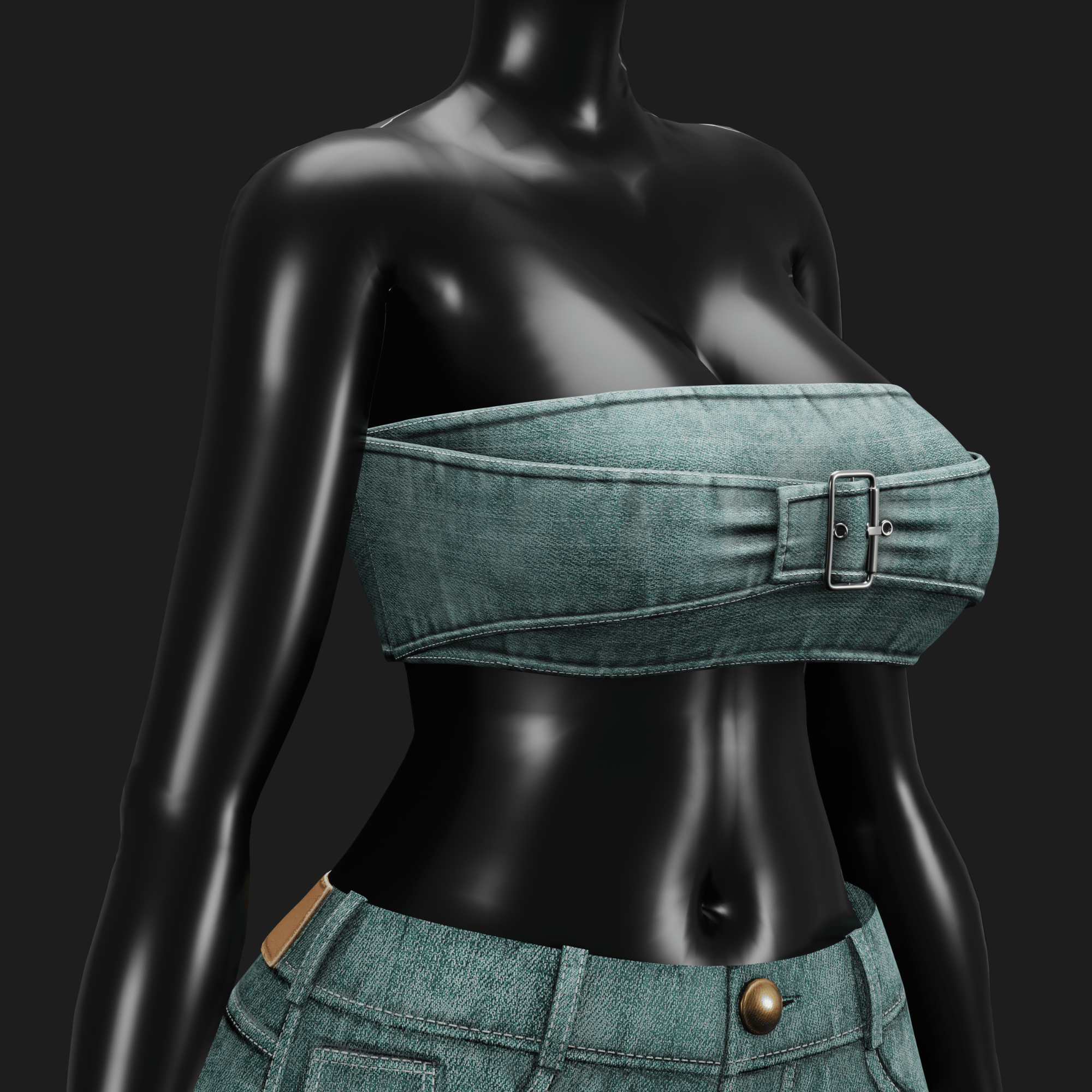 WOMEN'S DENIM CROPPED TOP VRChat - 5 COLORS | WOLVES STUDIO