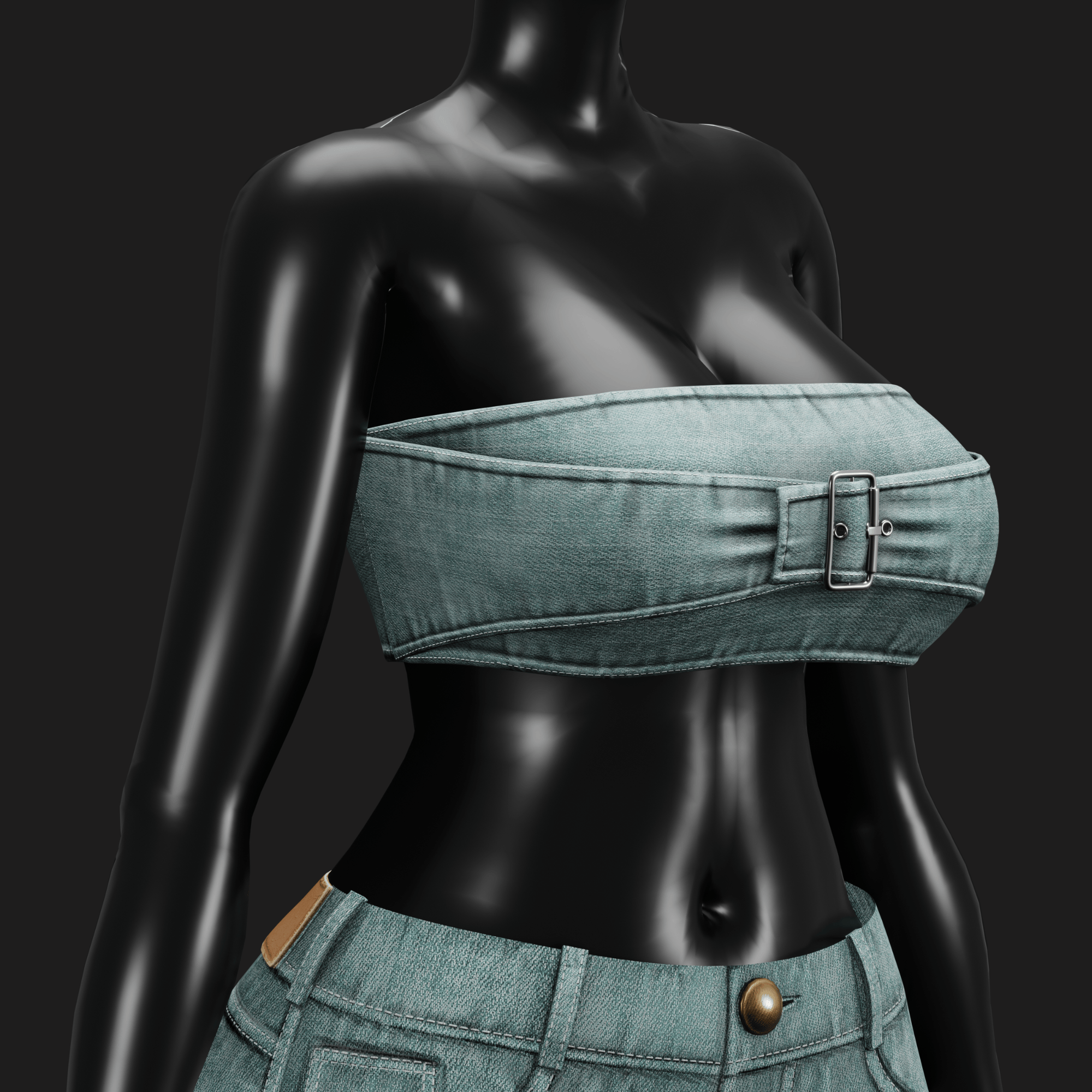 WOMEN'S DENIM CROPPED TOP VRChat - 5 COLORS | WOLVES STUDIO