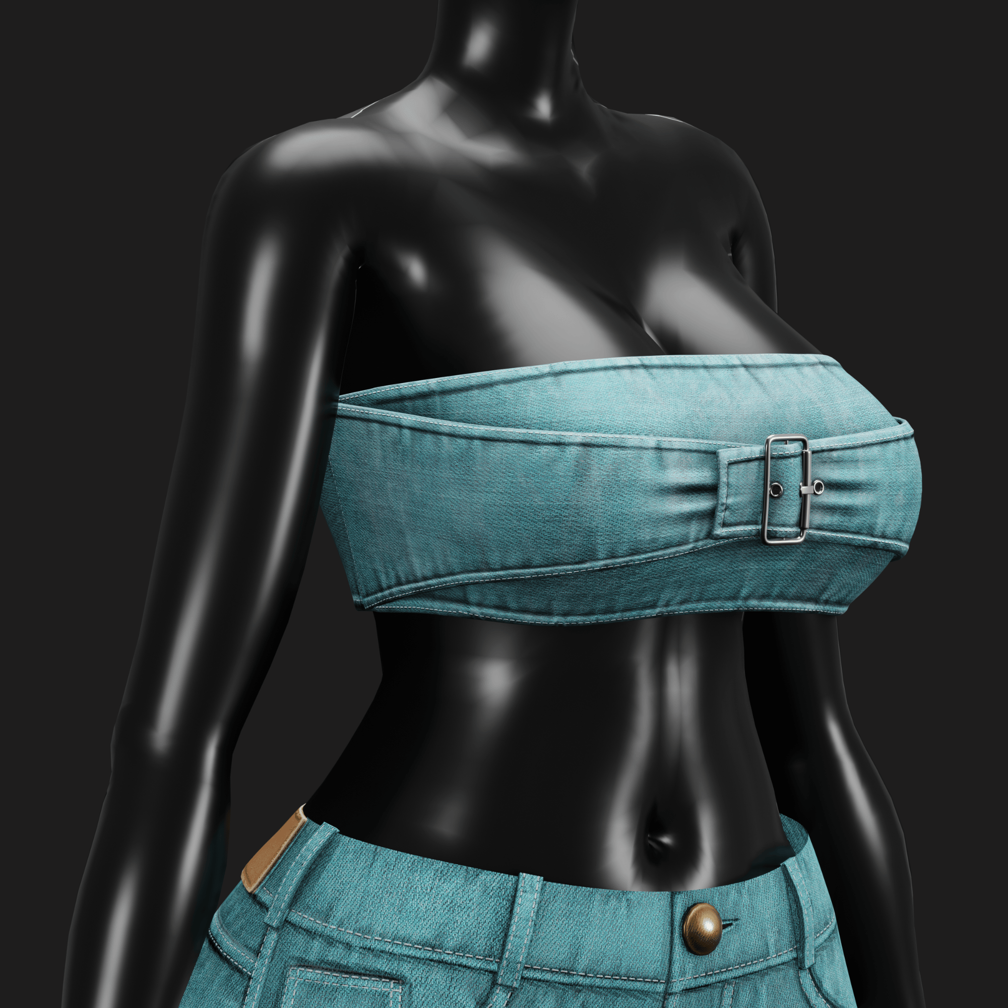 WOMEN'S DENIM CROPPED TOP VRChat - 5 COLORS | WOLVES STUDIO