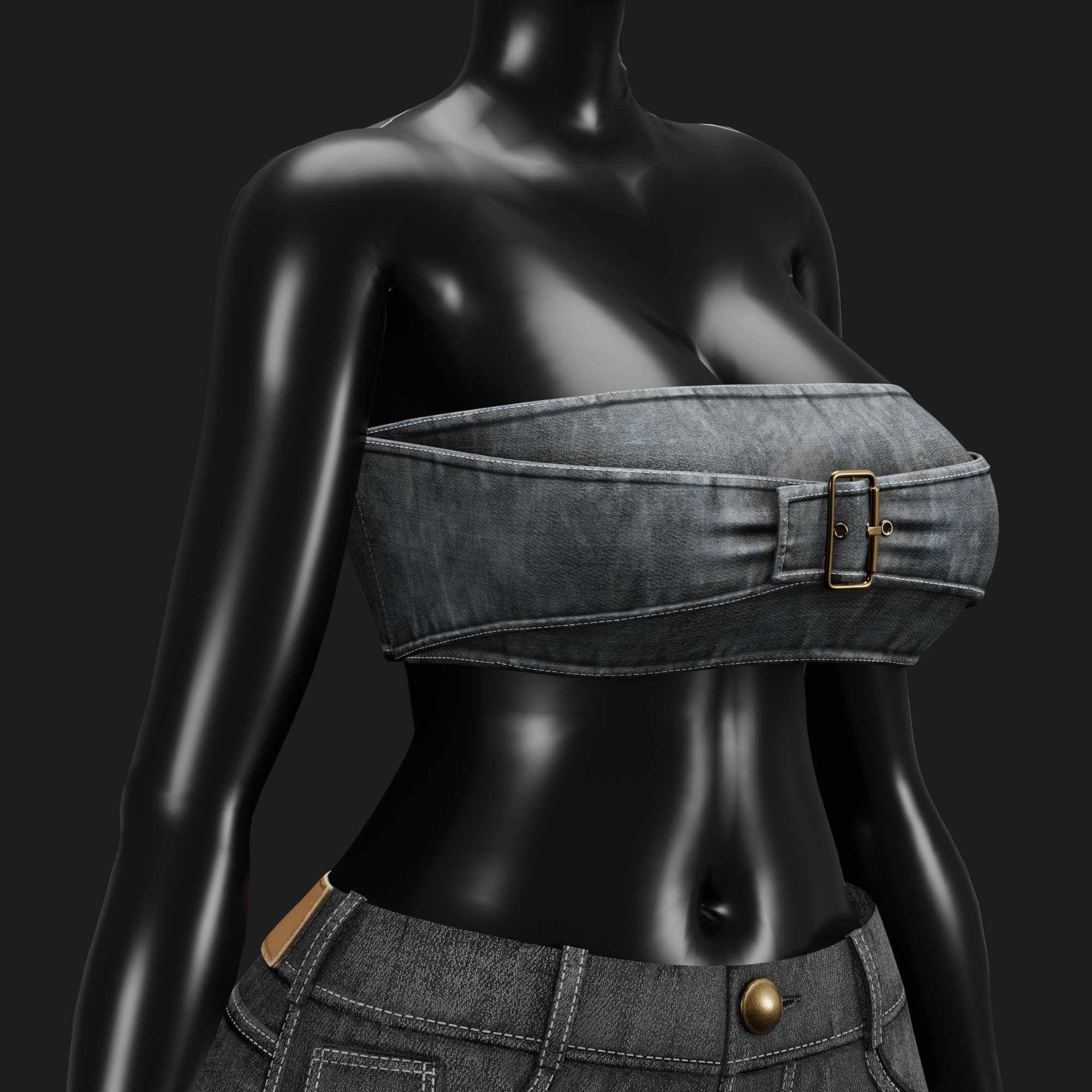 WOMEN'S DENIM CROPPED TOP VRChat - 5 COLORS | WOLVES STUDIO