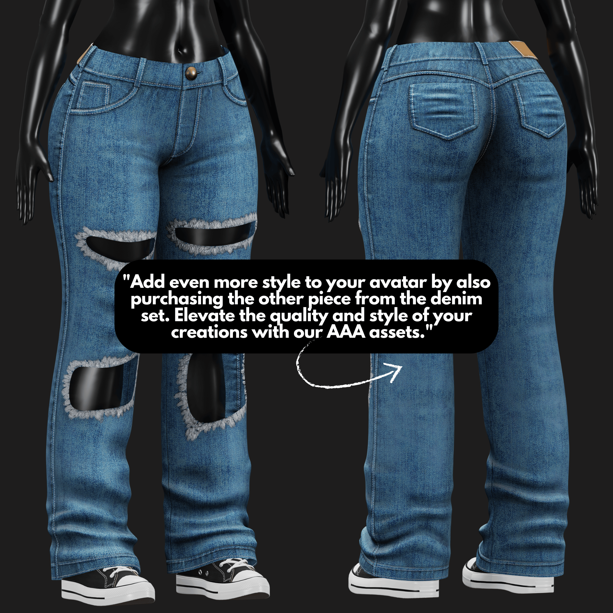 WOMEN'S DENIM CROPPED TOP VRChat - 5 COLORS | WOLVES STUDIO