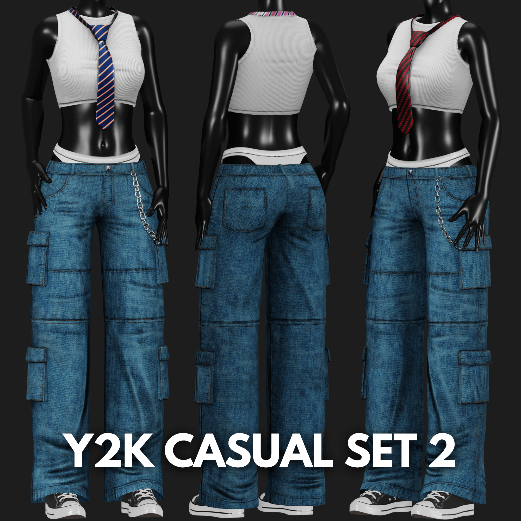 WOMEN'S Y2K 2000's Casual SET 2 VRChat | WOLVES STUDIO