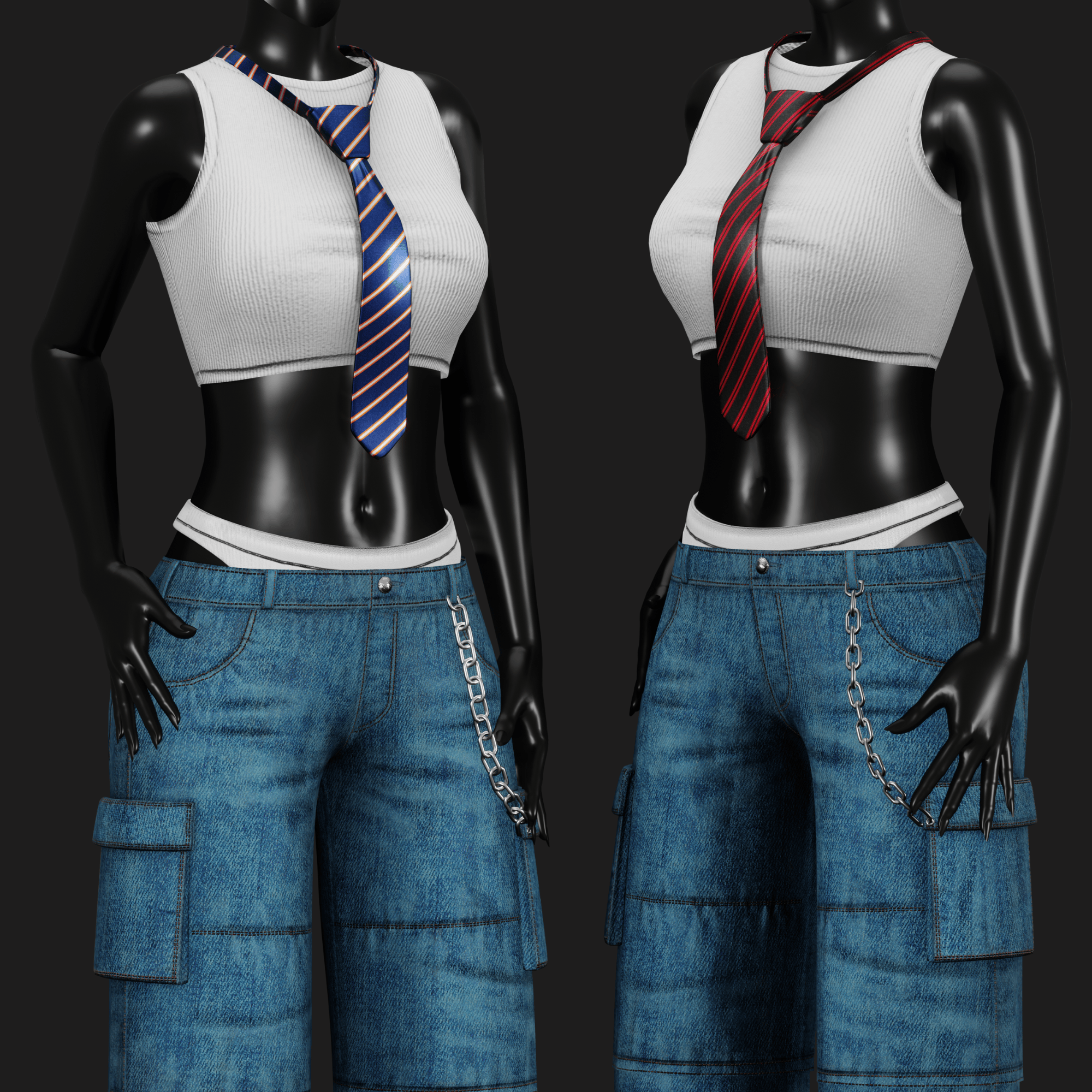 WOMEN'S Y2K 2000's Casual SET 2 VRChat | WOLVES STUDIO