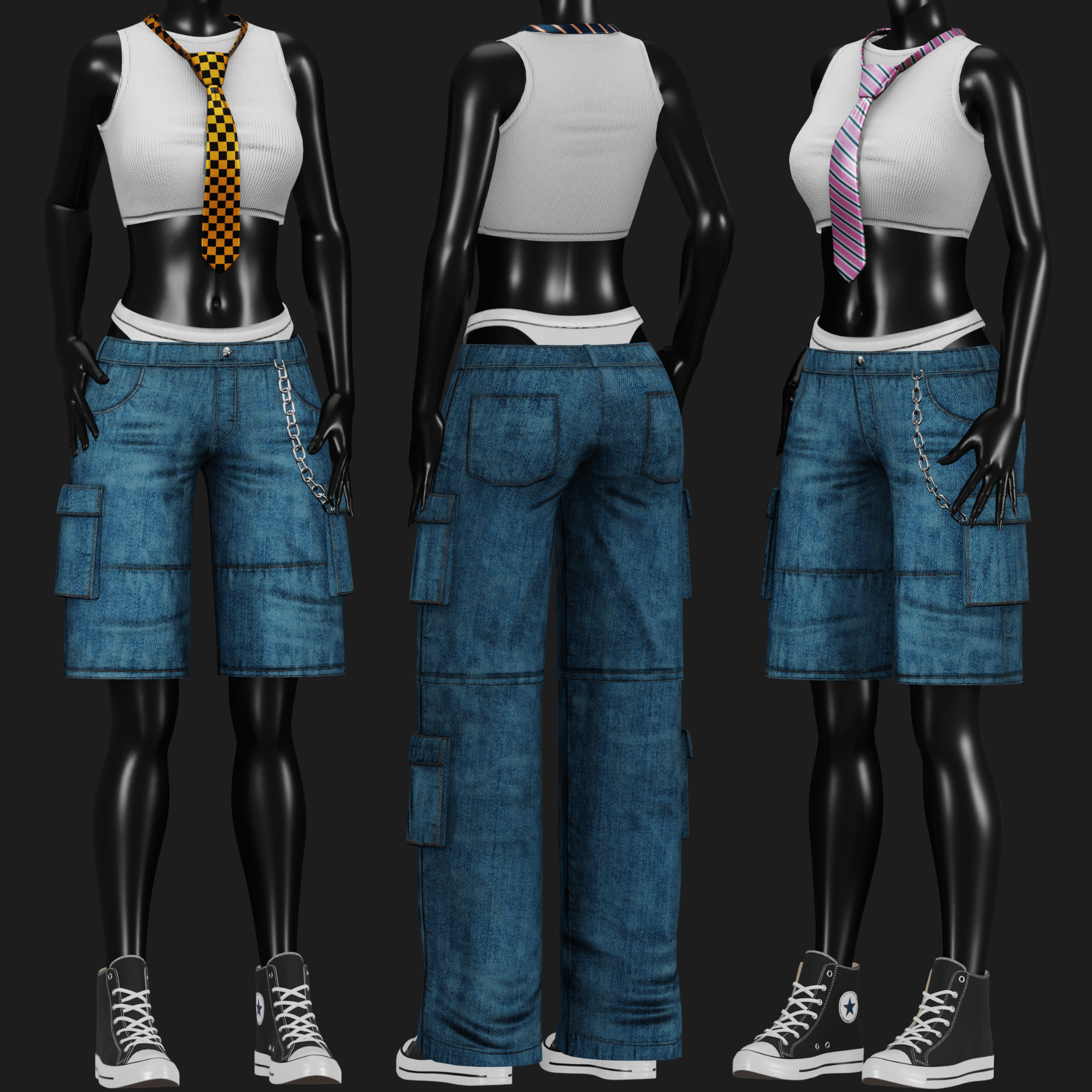 WOMEN'S Y2K 2000's Casual SET 2 VRChat | WOLVES STUDIO
