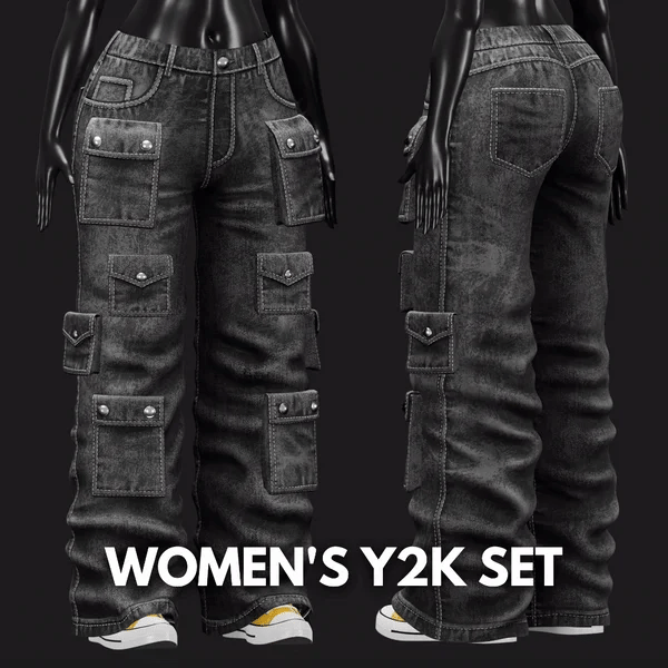 WOMEN'S Y2K 2000's SET VRChat - Cargo Pants + T-Shirt | WOLVES STUDIO
