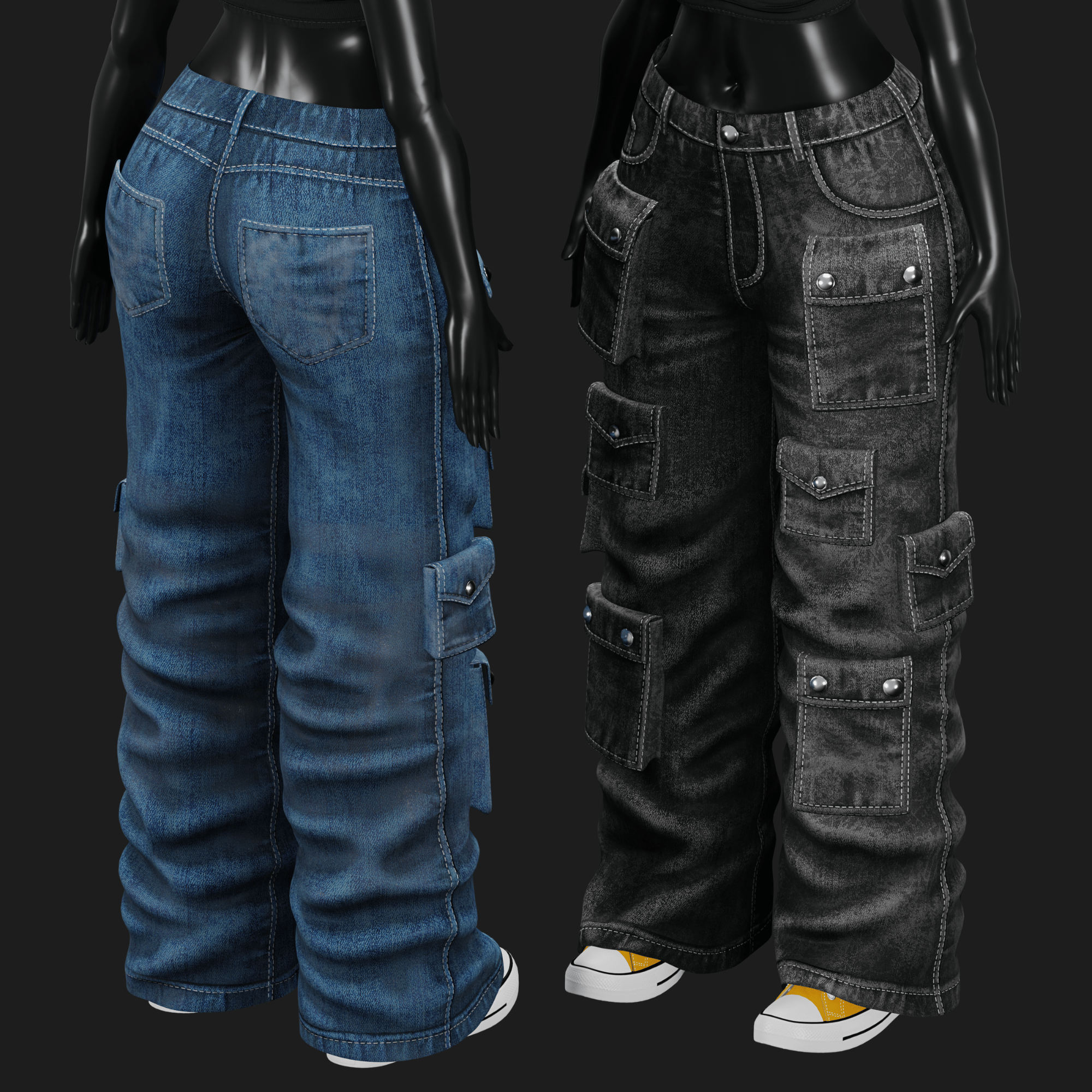 WOMEN'S Y2K 2000's SET VRChat - Cargo Pants + T-Shirt | WOLVES STUDIO