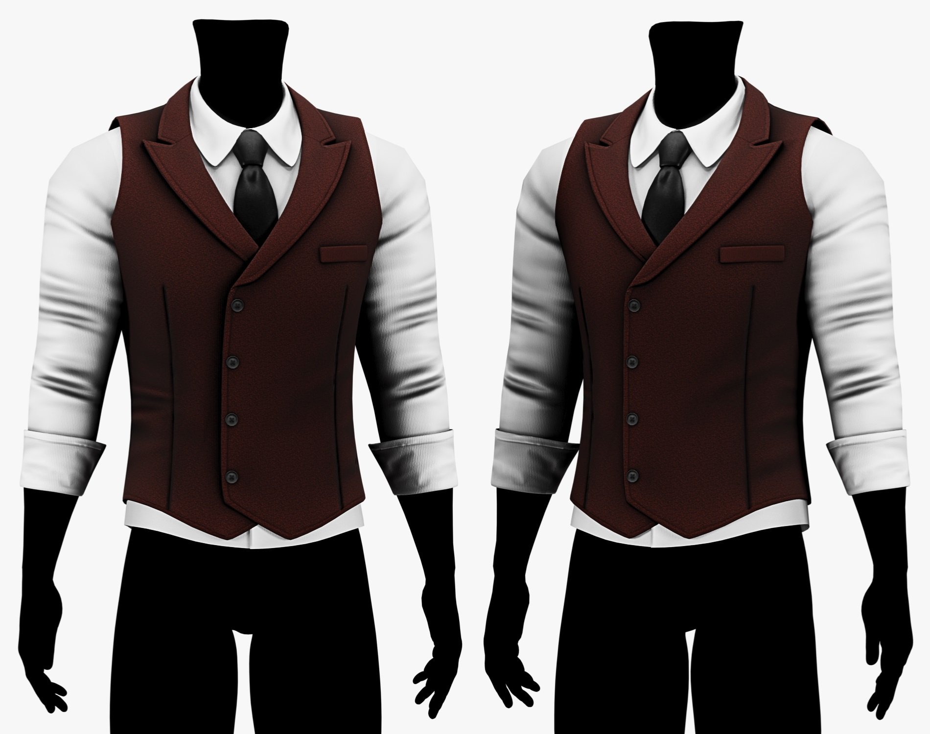 Suit Vest + Shirt Mafia Style Pack 02 | WOLVES STUDIO