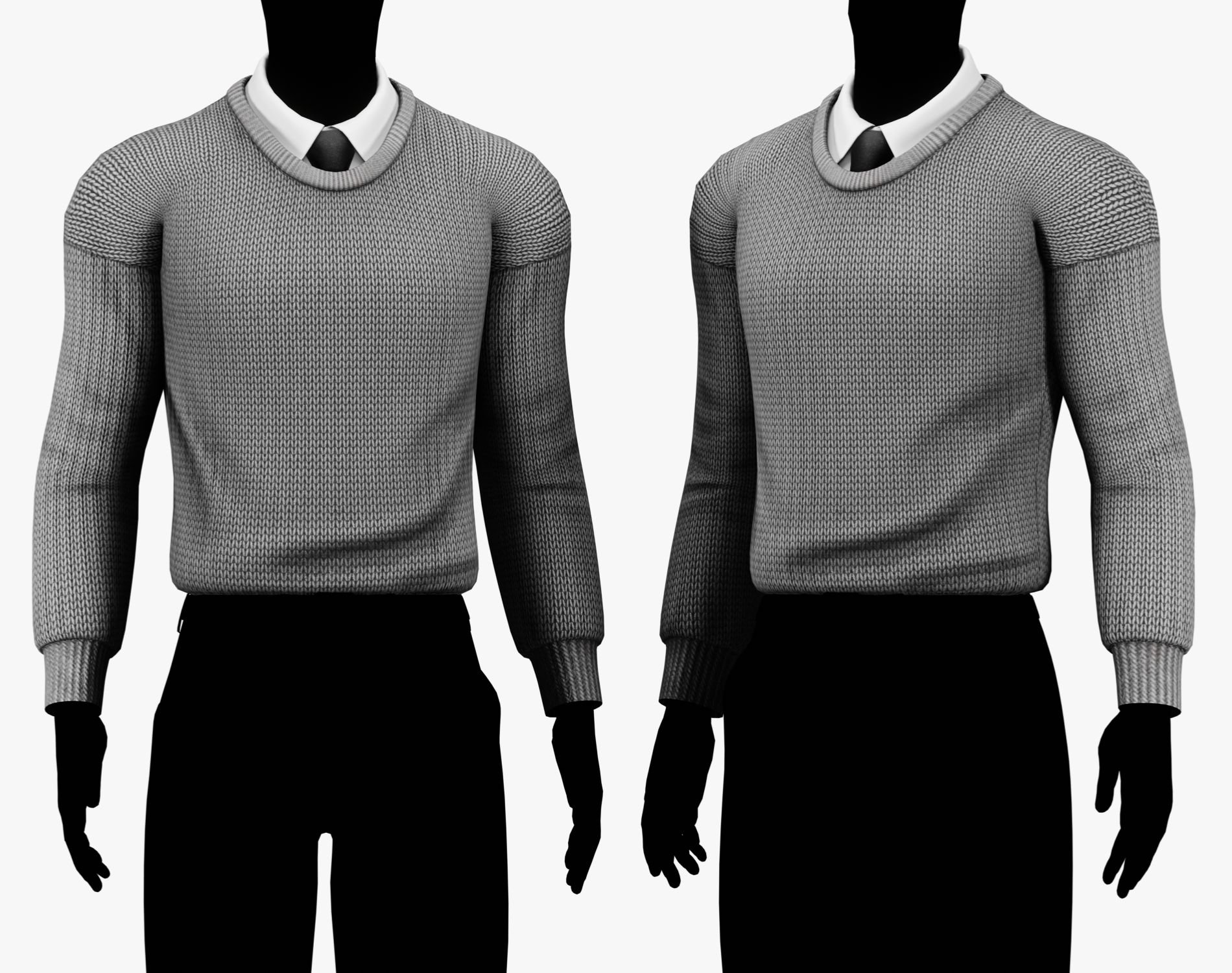 Men's Crew Neck Sweater + Shirt Collar with Tie Pack | WOLVES STUDIO