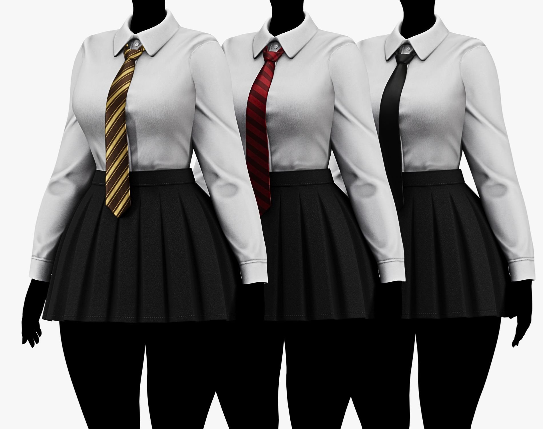 Formal School Set | Striped Shirt + Pleated Skirt + Necktie | WOLVES STUDIO