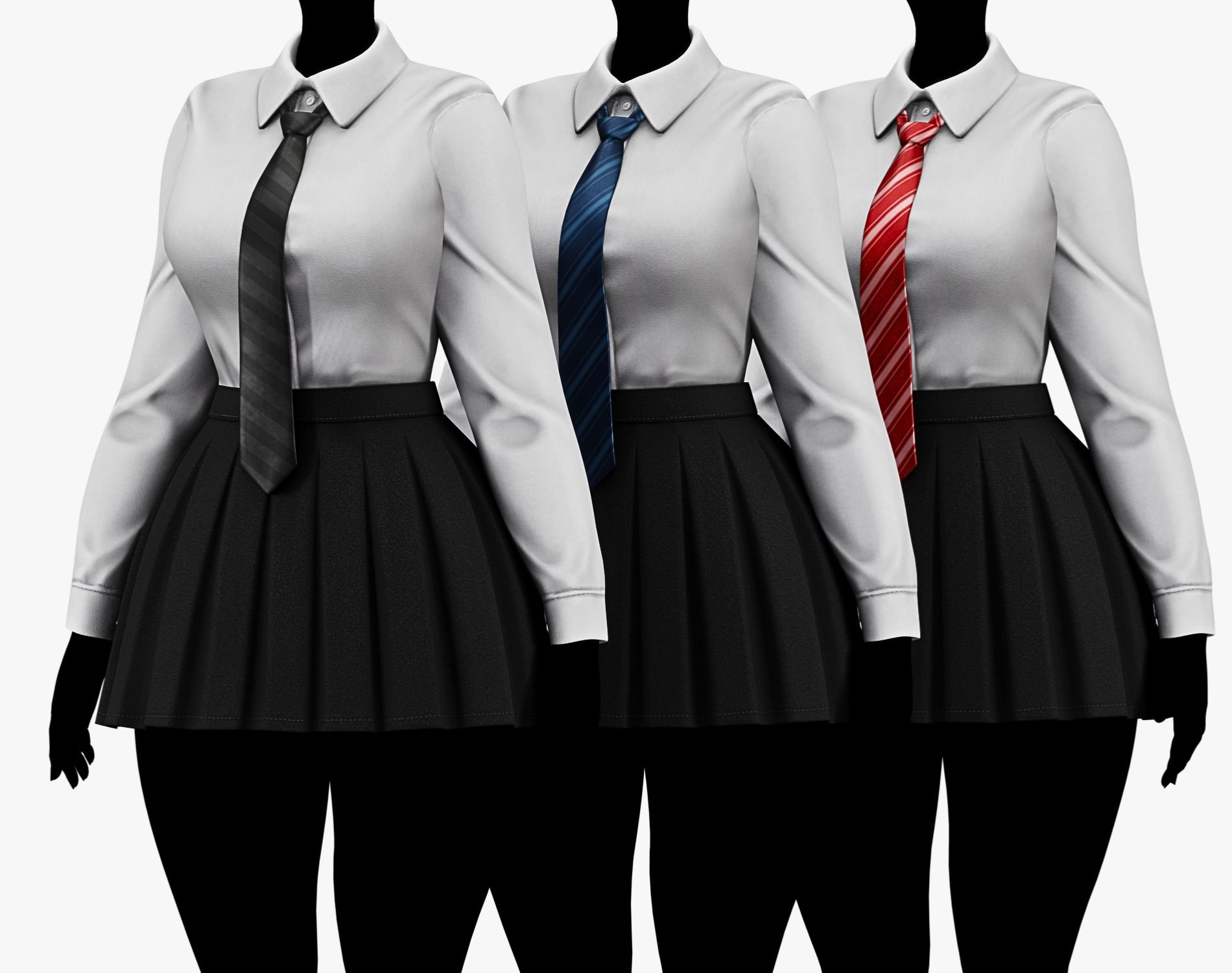 Formal School Set | Striped Shirt + Pleated Skirt + Necktie | WOLVES STUDIO