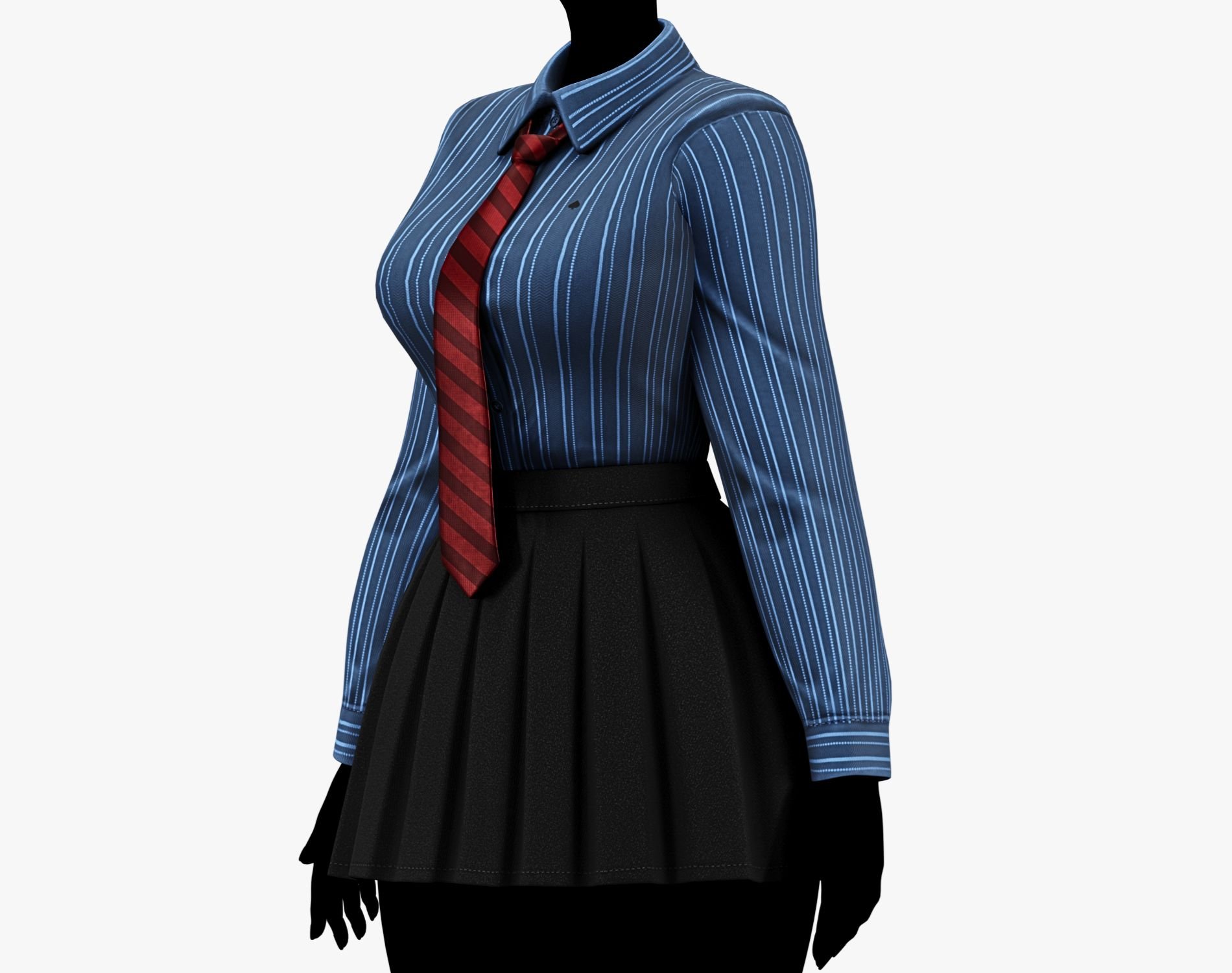 Formal School Set | Striped Shirt + Pleated Skirt + Necktie | WOLVES STUDIO