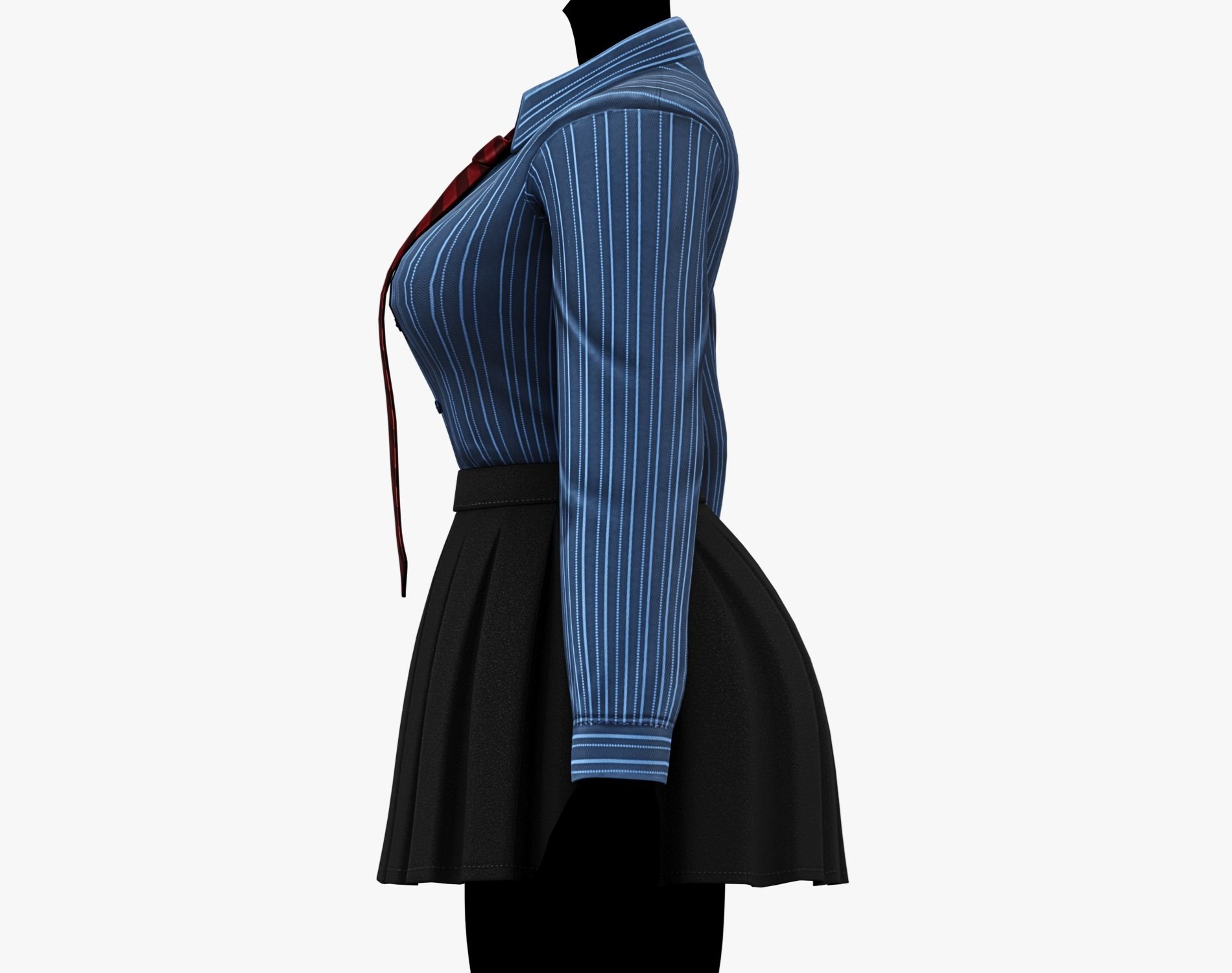 Formal School Set | Striped Shirt + Pleated Skirt + Necktie | WOLVES STUDIO