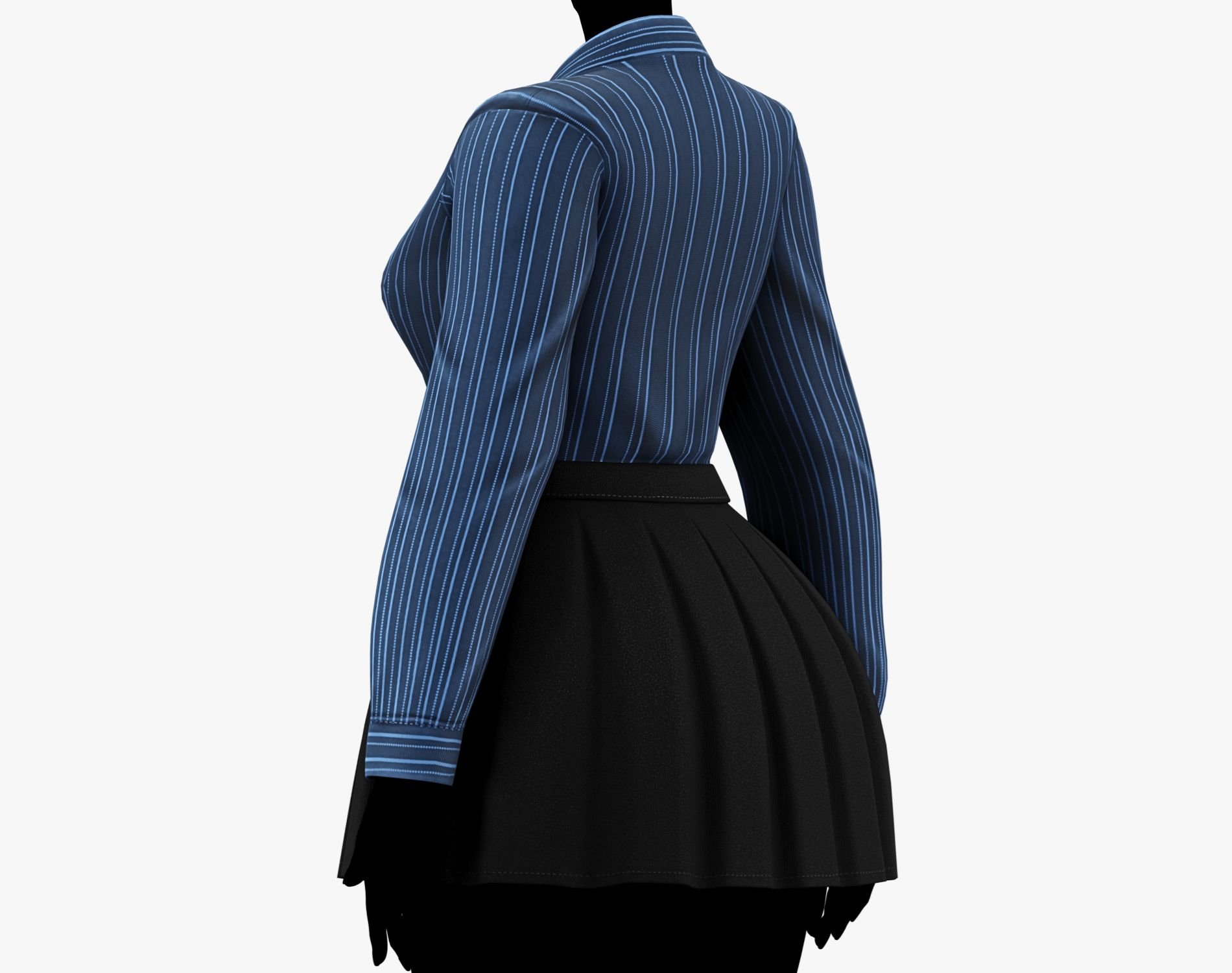 Formal School Set | Striped Shirt + Pleated Skirt + Necktie | WOLVES STUDIO