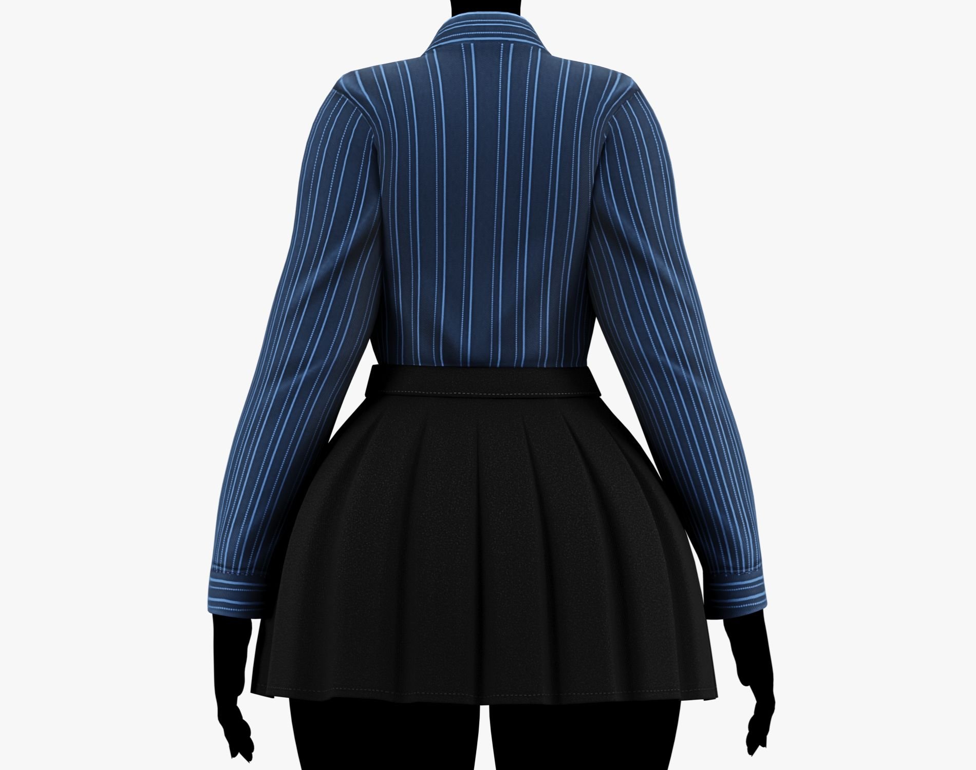 Formal School Set | Striped Shirt + Pleated Skirt + Necktie | WOLVES STUDIO