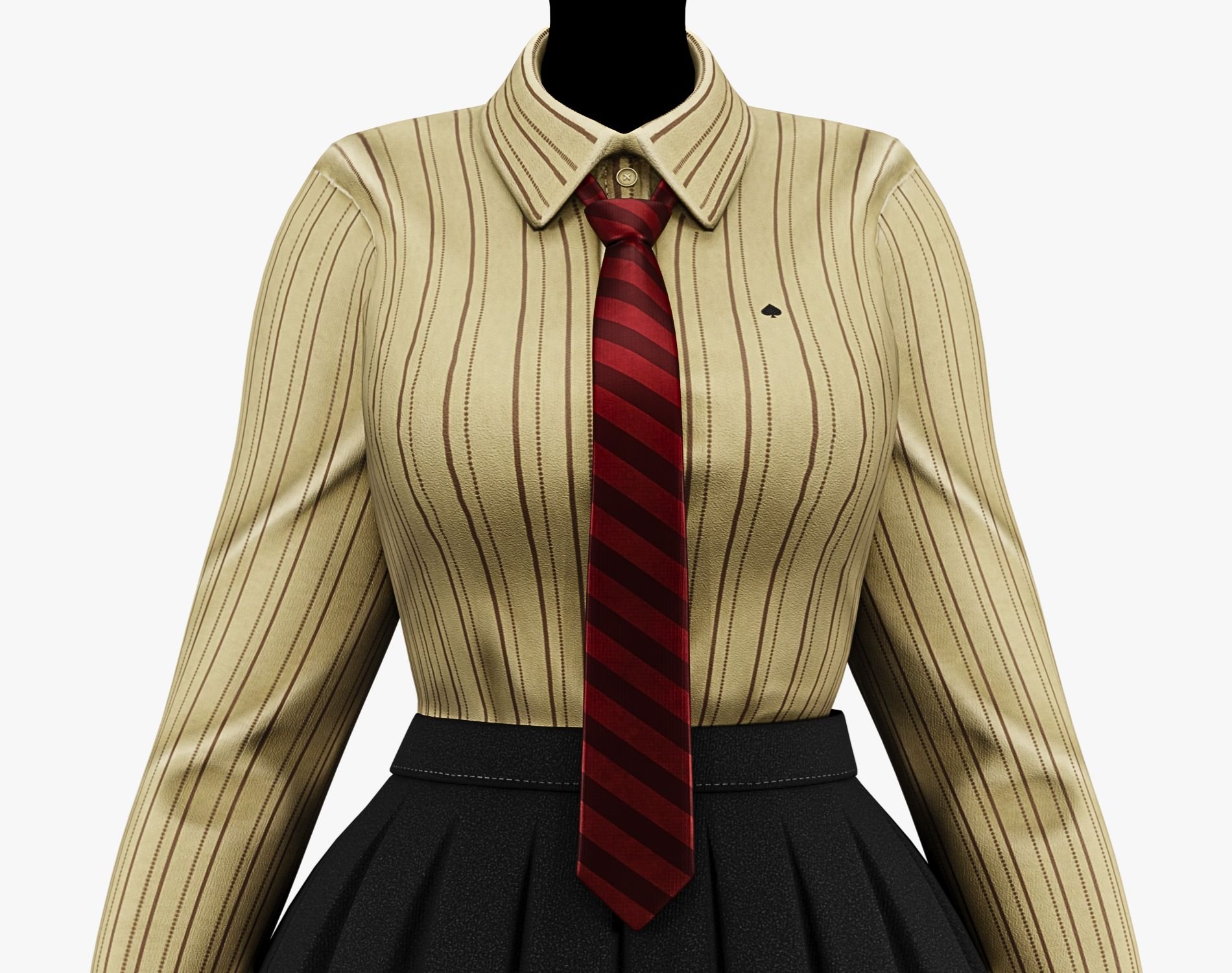 Formal School Set | Striped Shirt + Pleated Skirt + Necktie | WOLVES STUDIO
