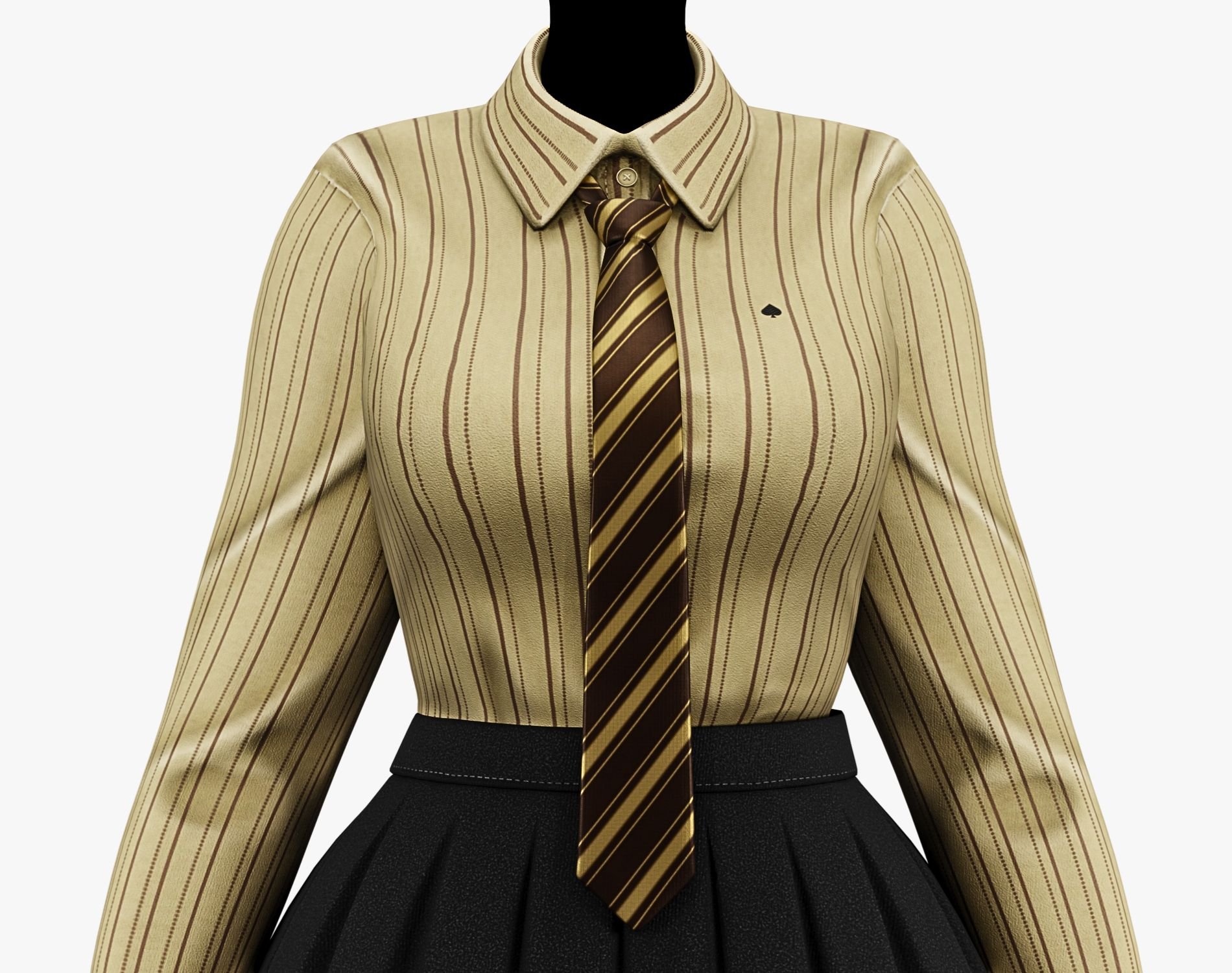 Formal School Set | Striped Shirt + Pleated Skirt + Necktie | WOLVES STUDIO
