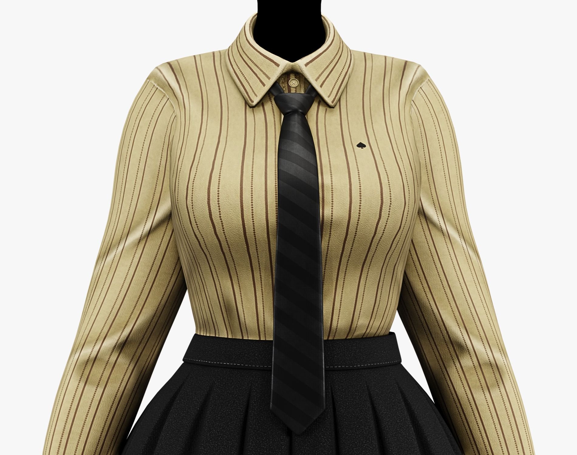 Formal School Set | Striped Shirt + Pleated Skirt + Necktie | WOLVES STUDIO