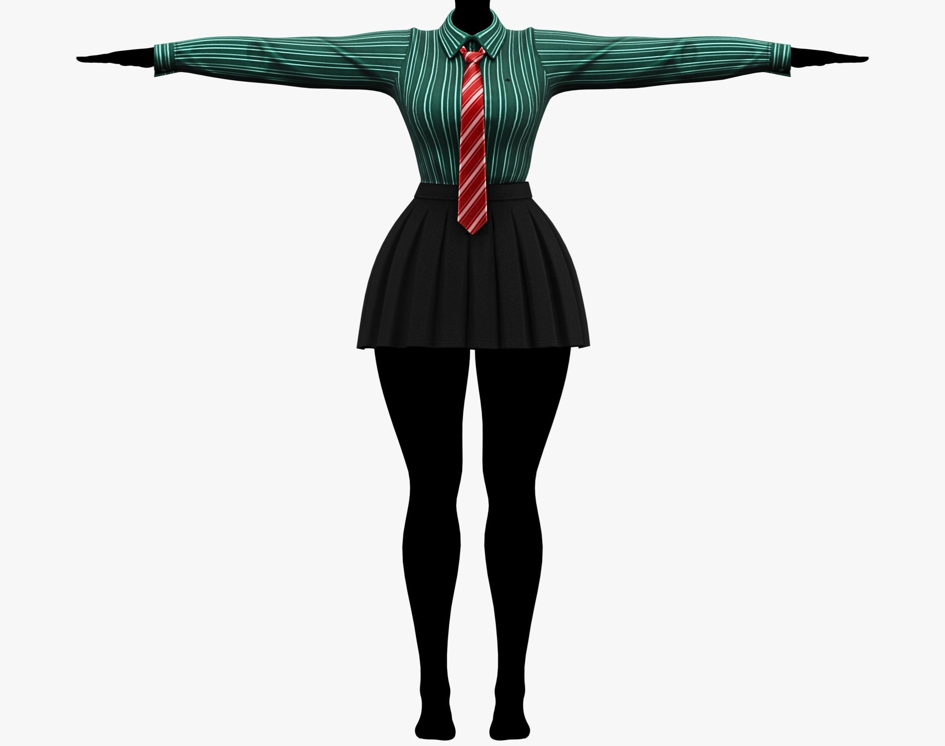 Formal School Set | Striped Shirt + Pleated Skirt + Necktie | WOLVES STUDIO