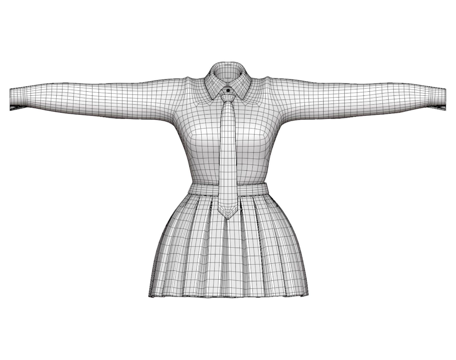 Formal School Set | Striped Shirt + Pleated Skirt + Necktie | WOLVES STUDIO