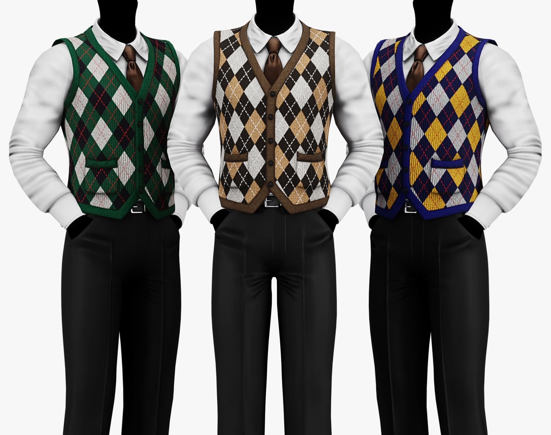 Vintage Argyle Sweater Vest Pack | WOLVES STUDIO