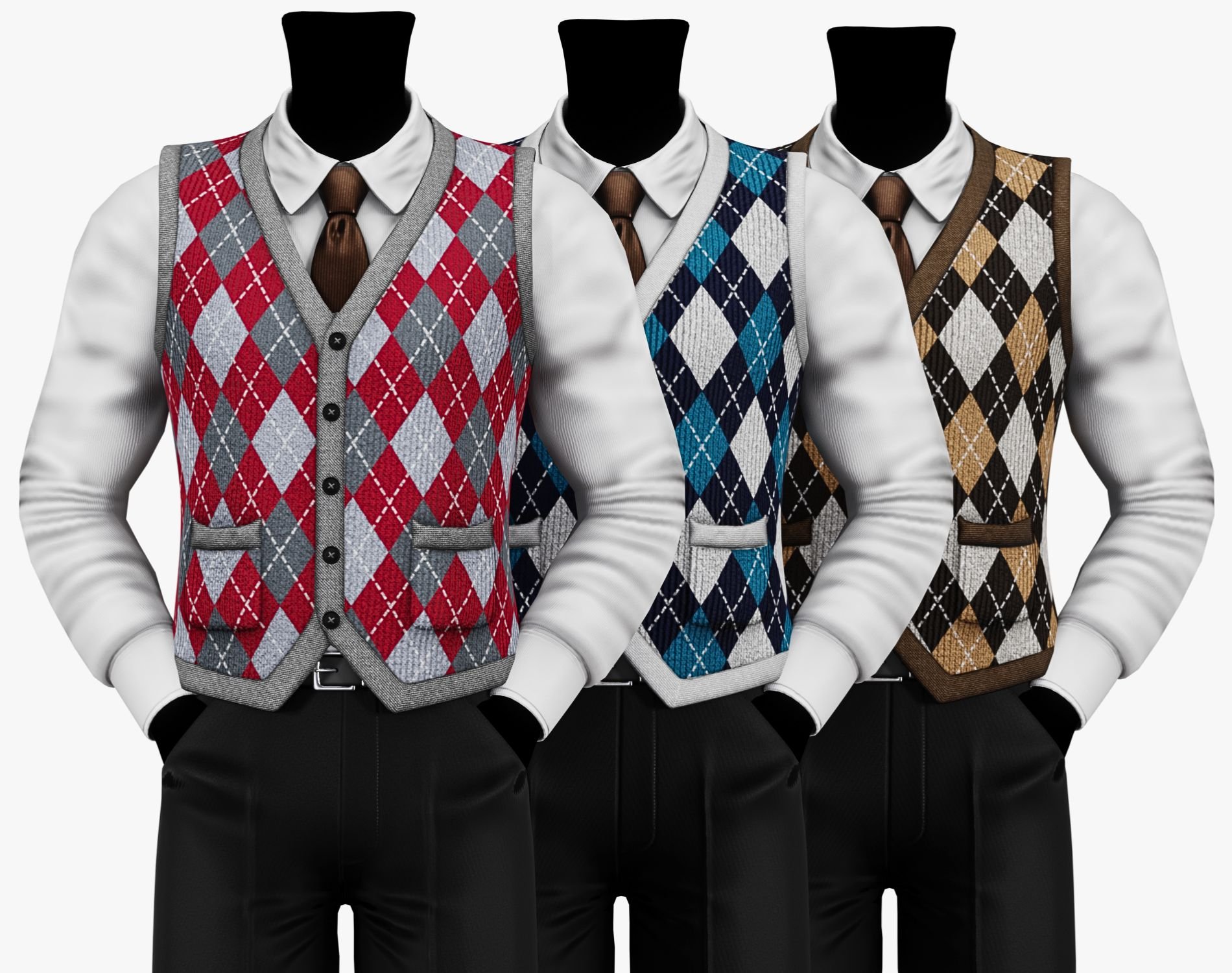 Vintage Argyle Sweater Vest Pack | WOLVES STUDIO